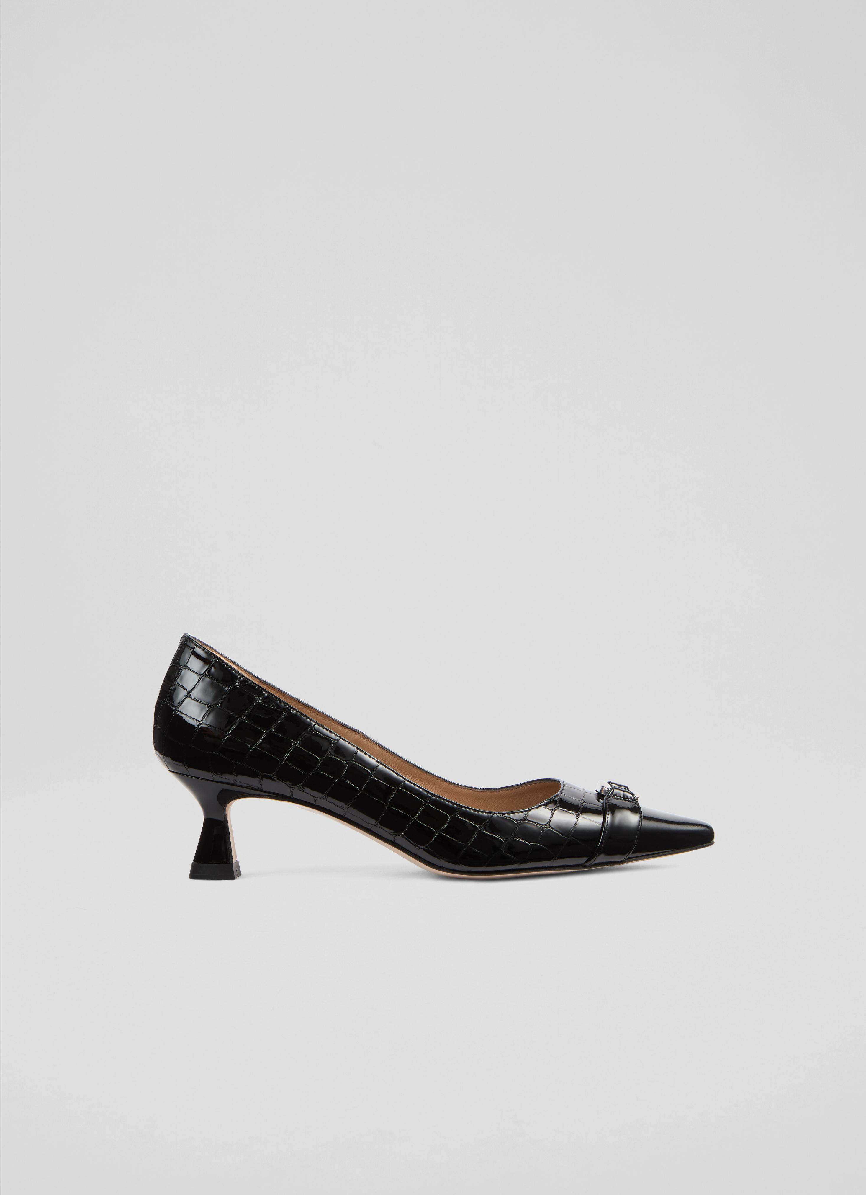 Jen Black Croc Leather Closed Courts