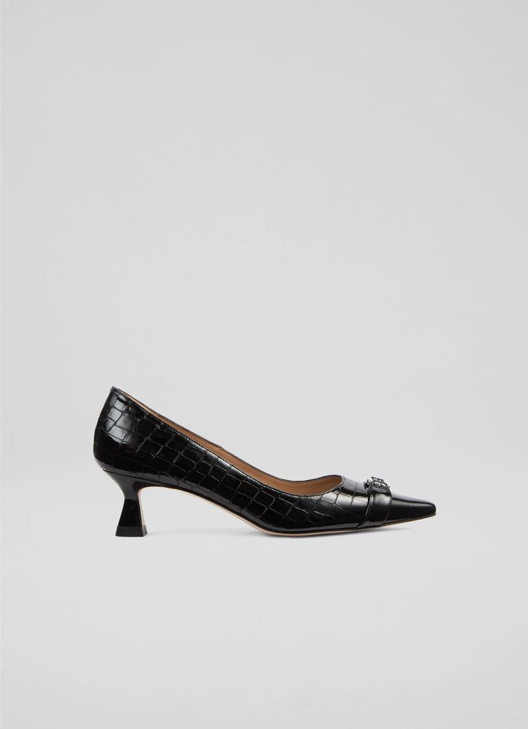 Jen Black Croc Leather Closed Courts
