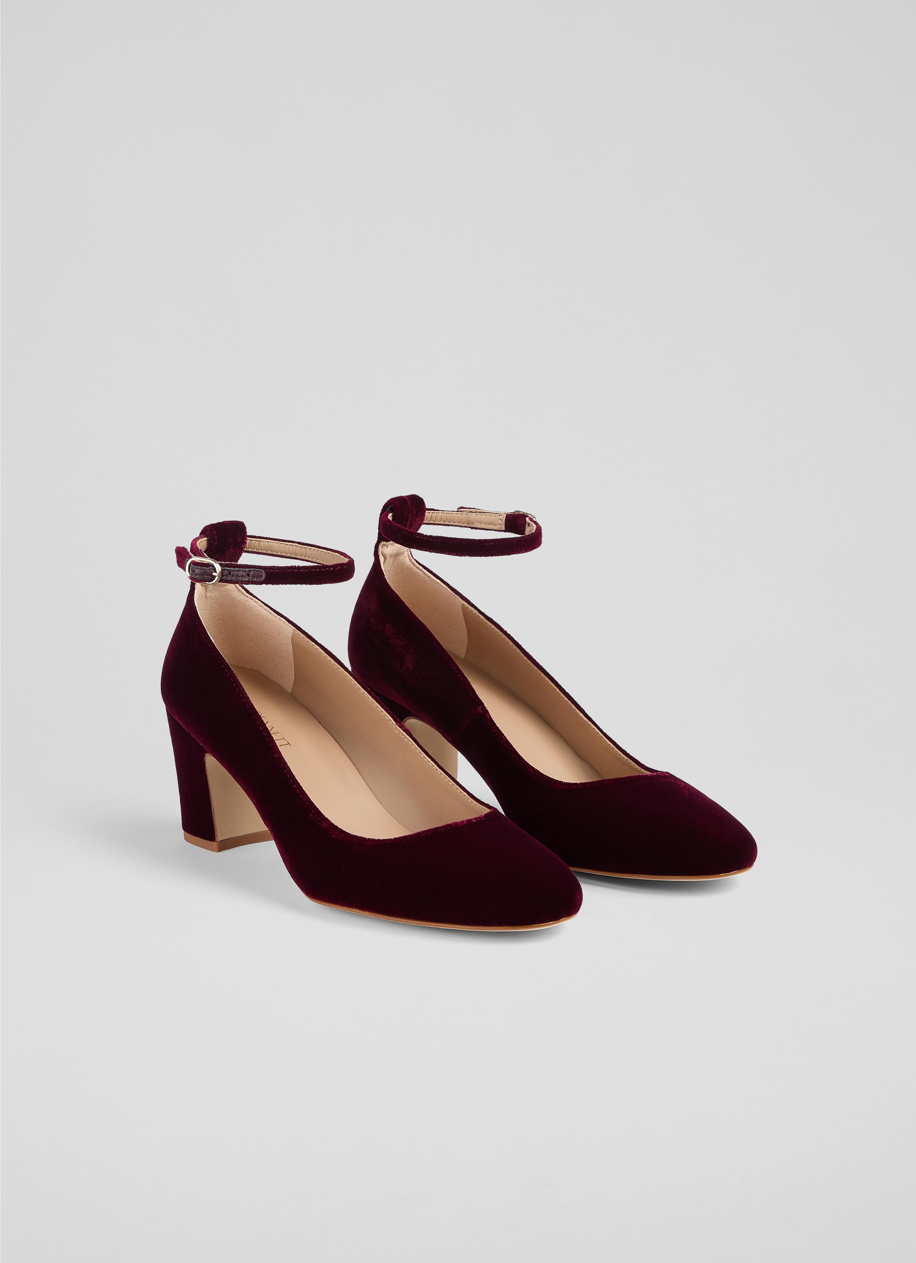 Lorena Burgundy Velvet Court Shoes Shoes Collections
