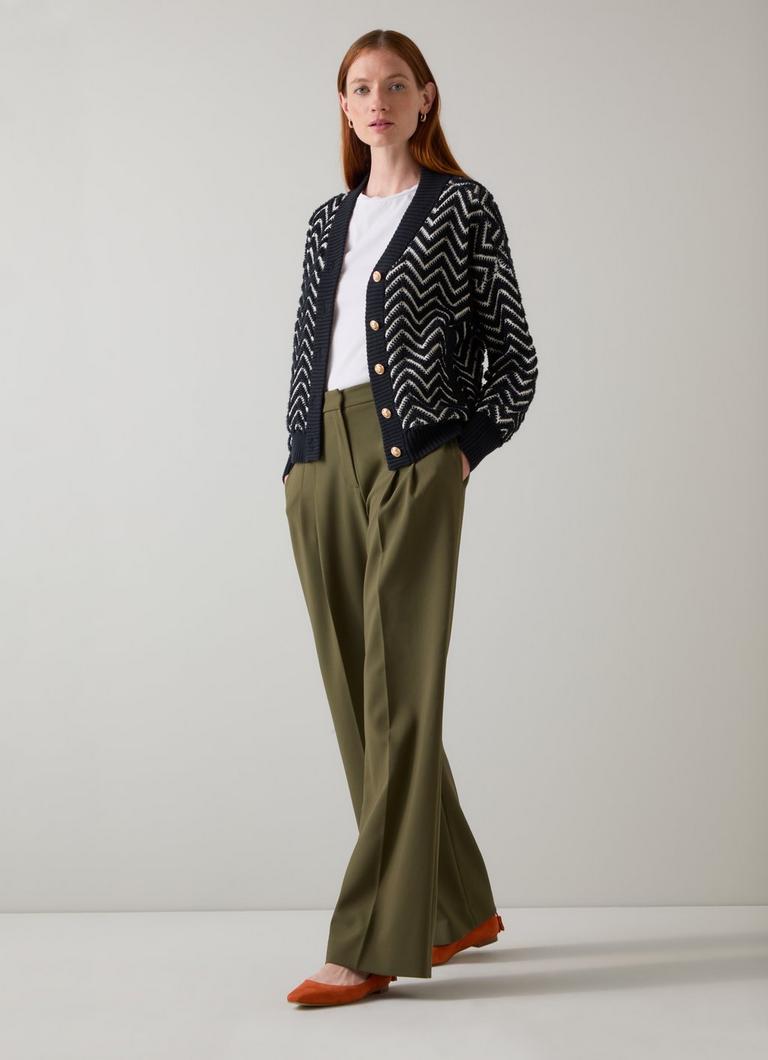 Dakota Black Birch Zig Zag Print Cotton Loop Cardigan