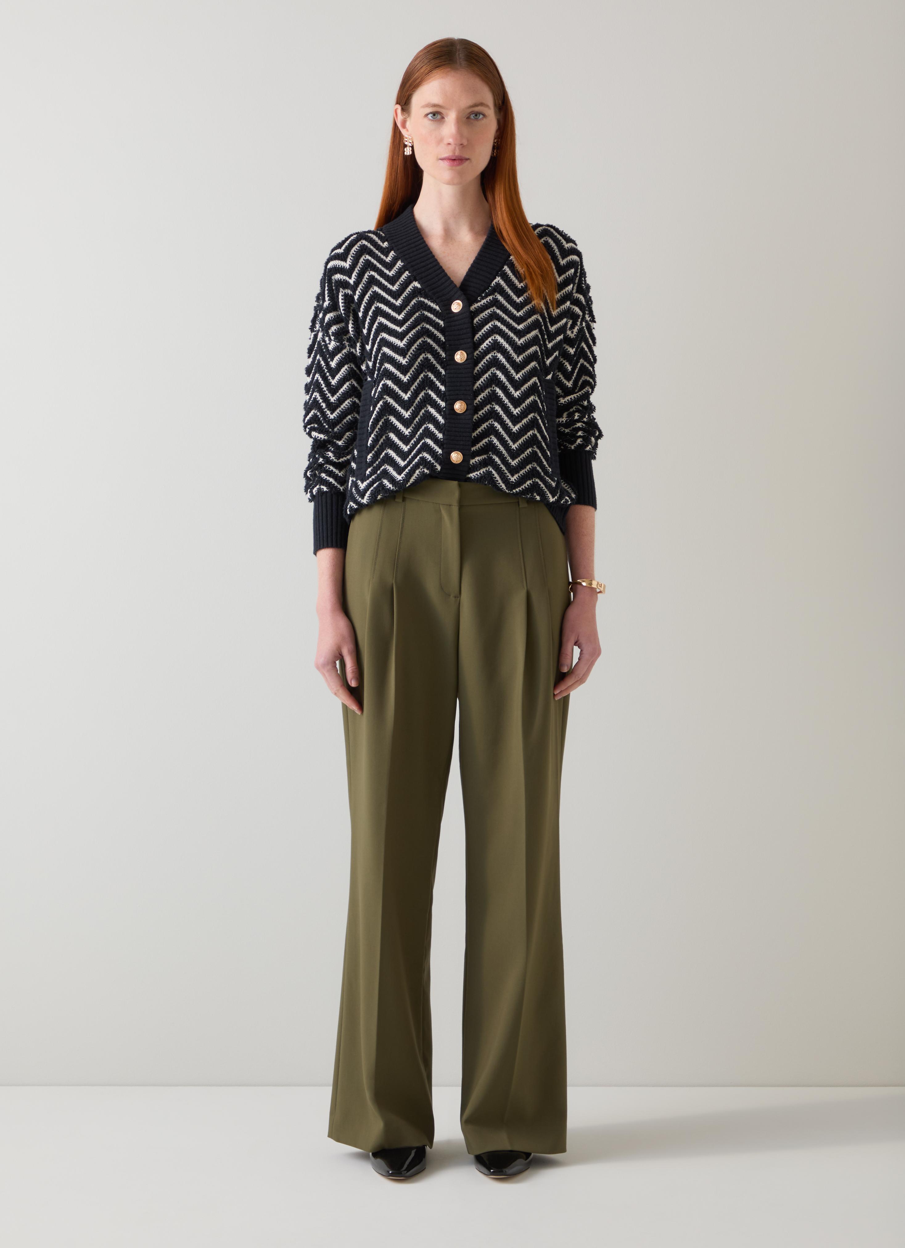 Dakota Black Birch Zig Zag Print Cotton Loop Cardigan