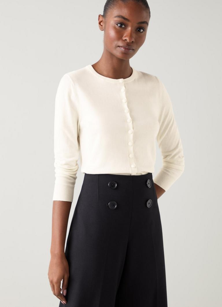 Lottie Cream Plain Fine Gauge Cardigan