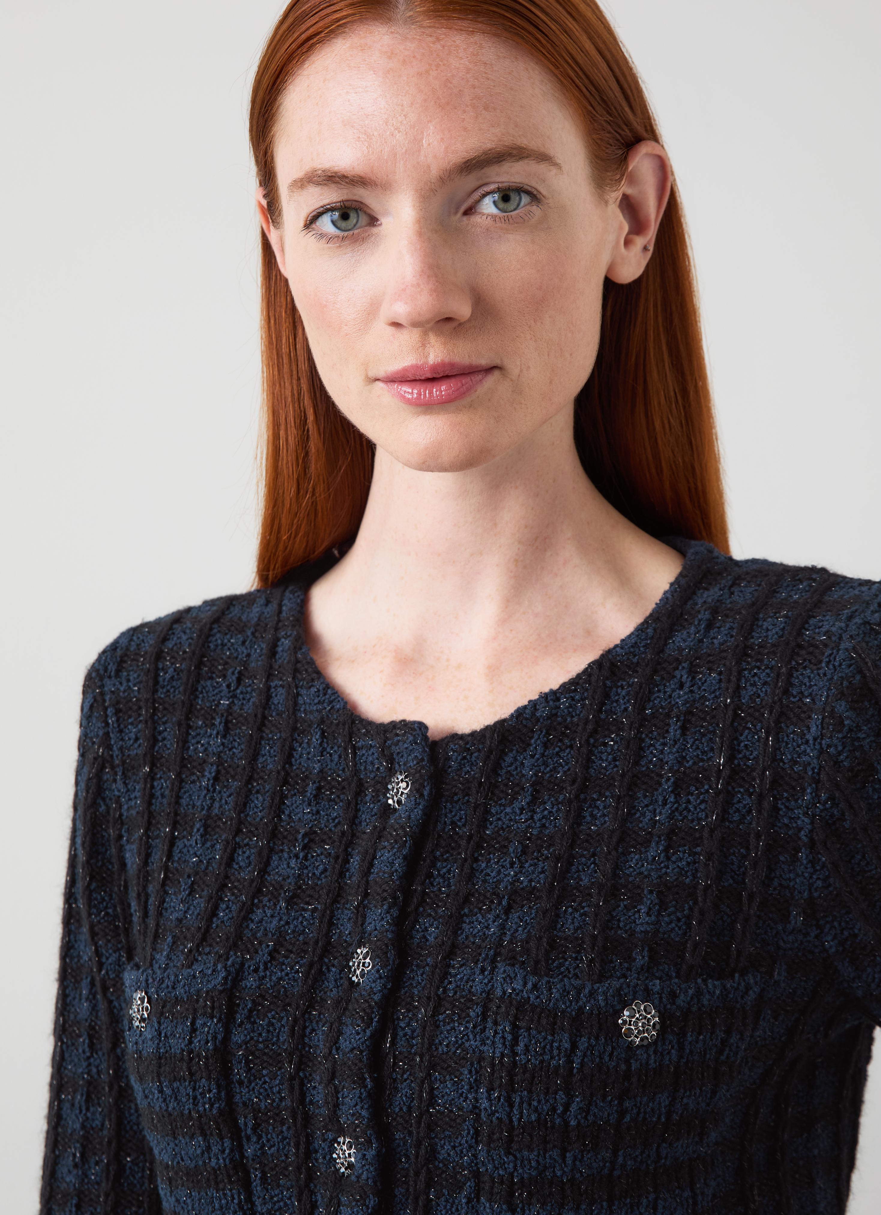 Millie Black And Navy Tweed Cardigan | Clothing | Collections