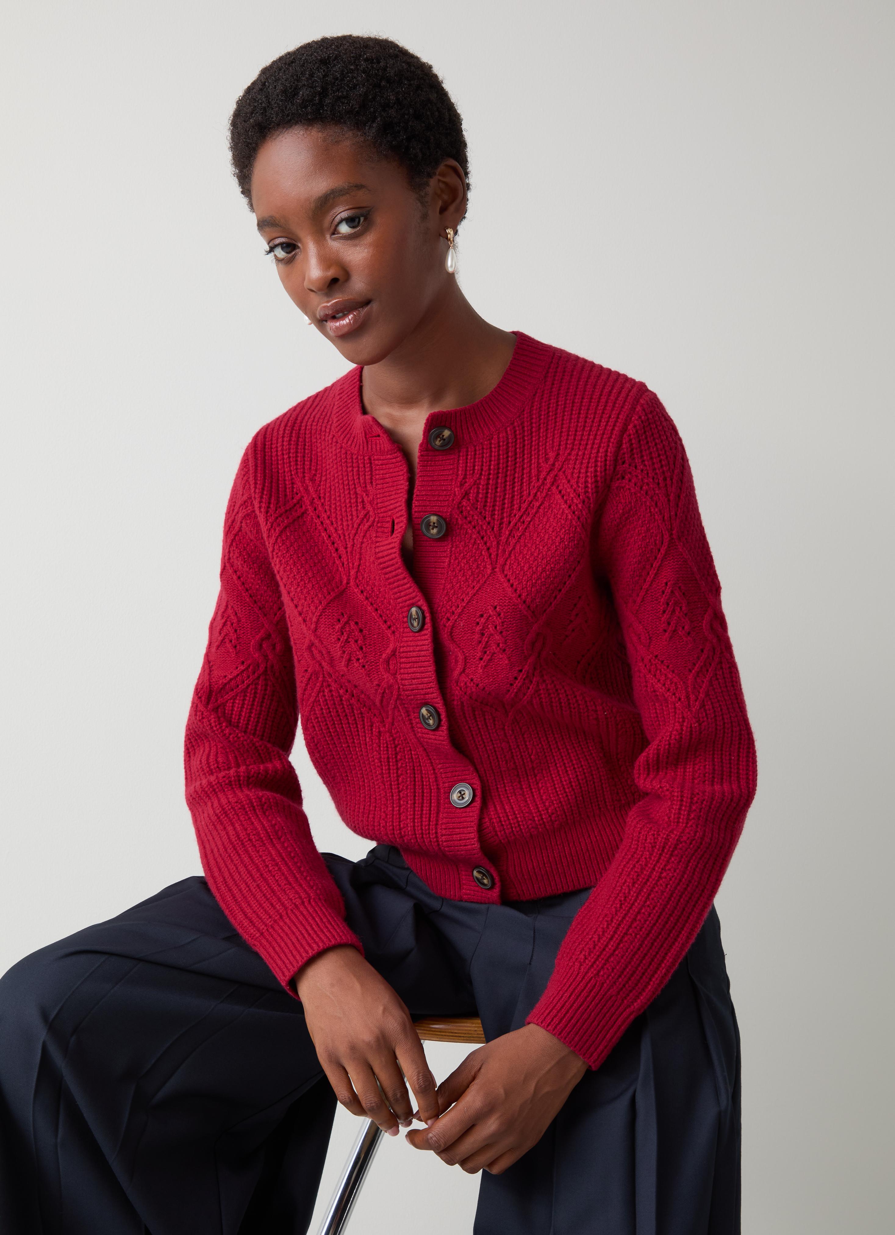 Orla Rio Red Diamond Pointelle Cardigan Clothing Collections