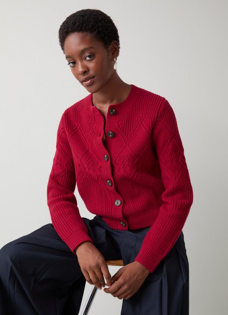 Orla Rio Red Diamond Pointelle Cardigan Clothing Collections