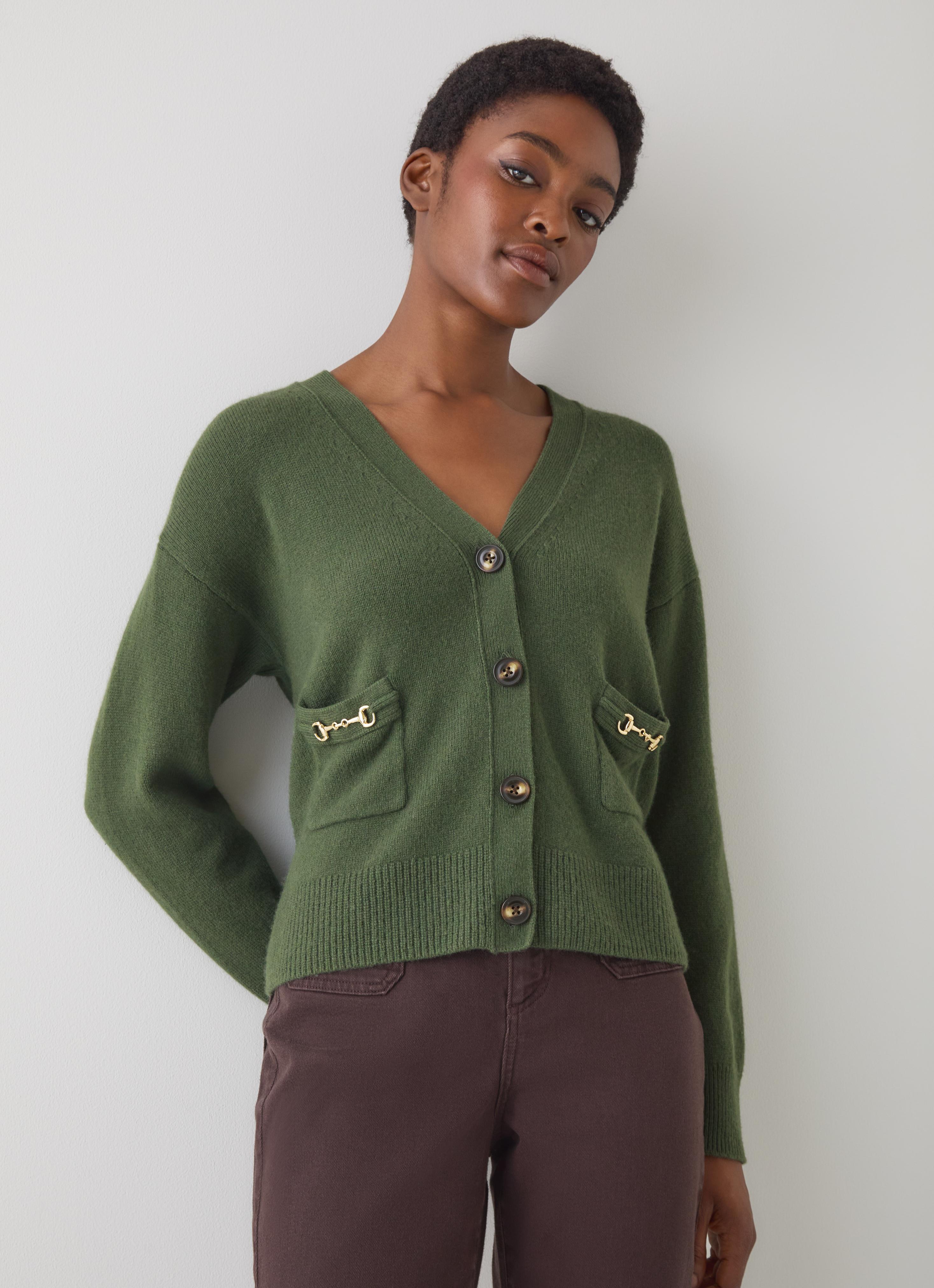 Pami Green Lambswool Cardigan