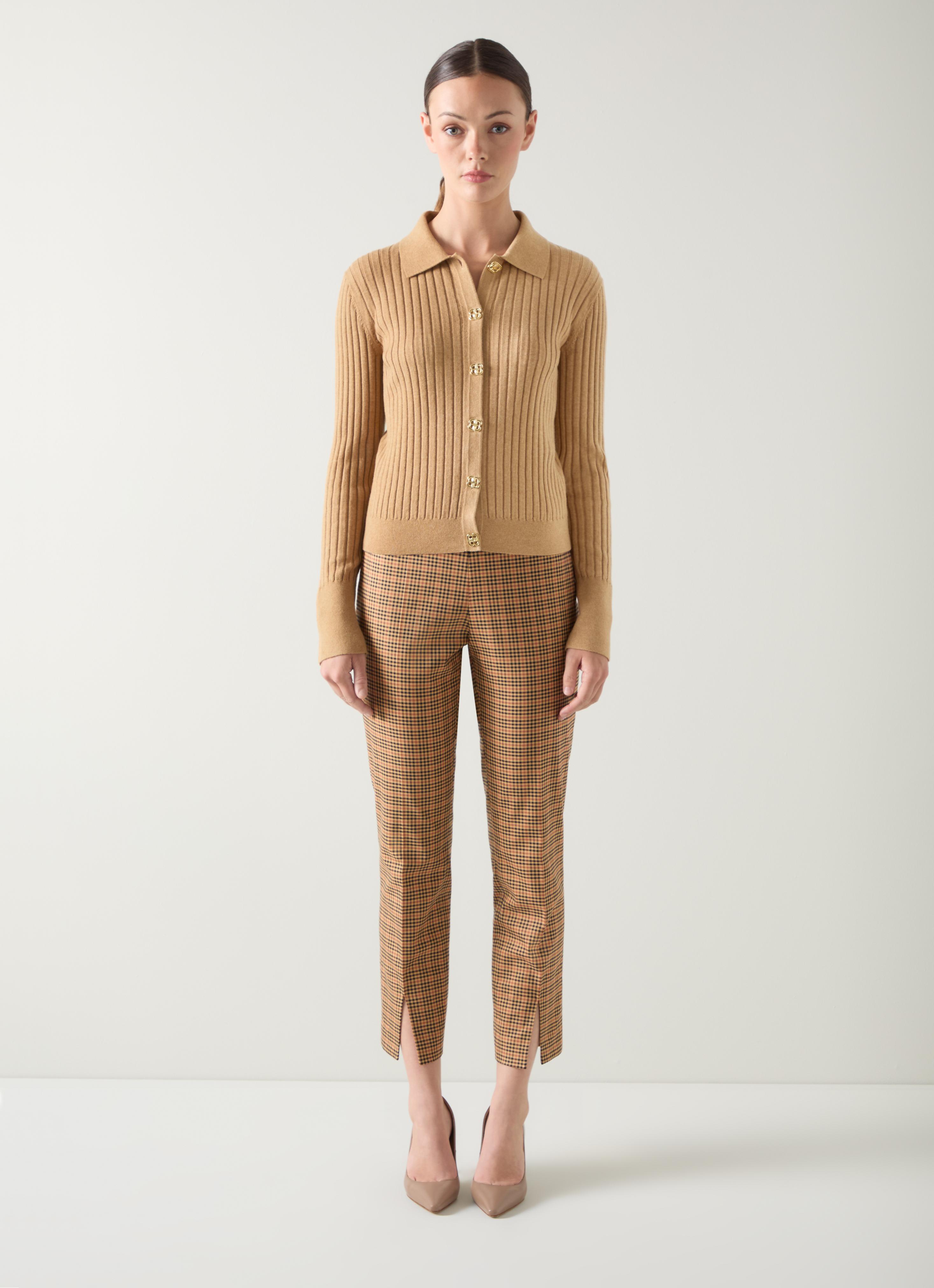 Willow Camel Cotton Rib Collar Cardigan | Clothing | Collections