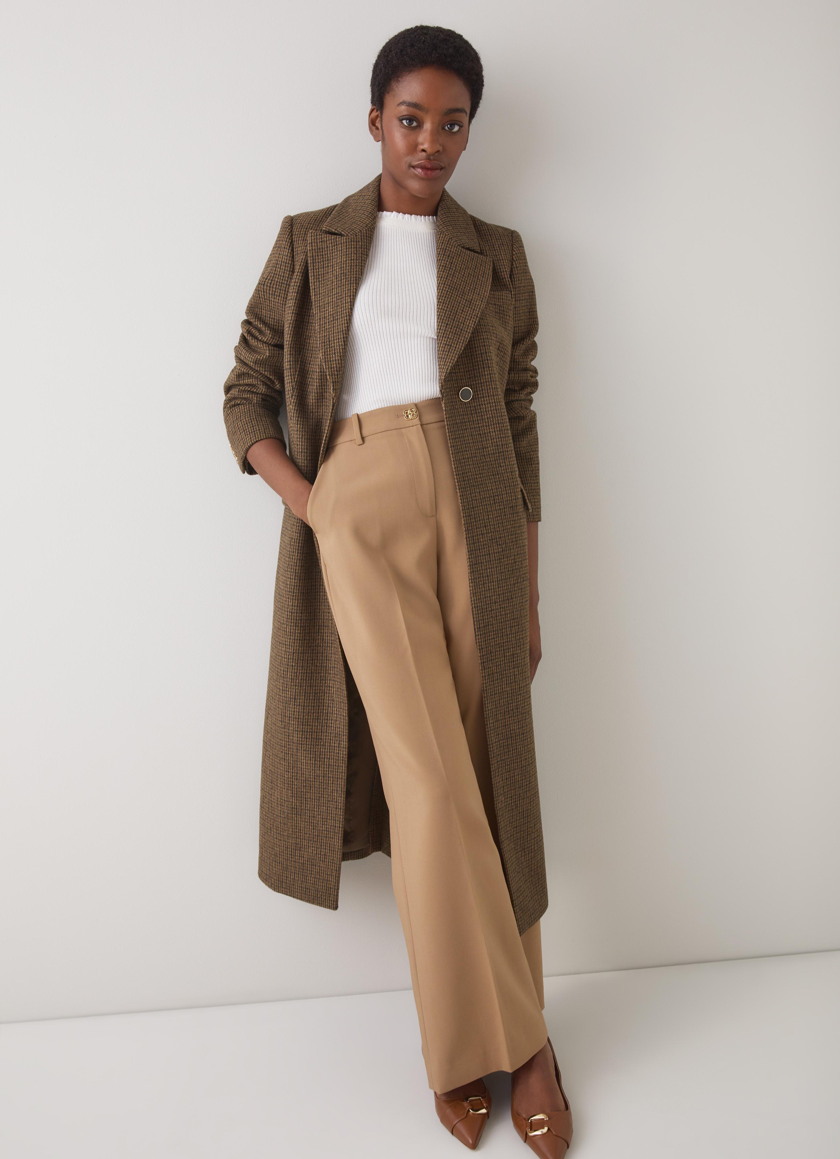 Dakota Brown Mini Check Single Breasted Coat