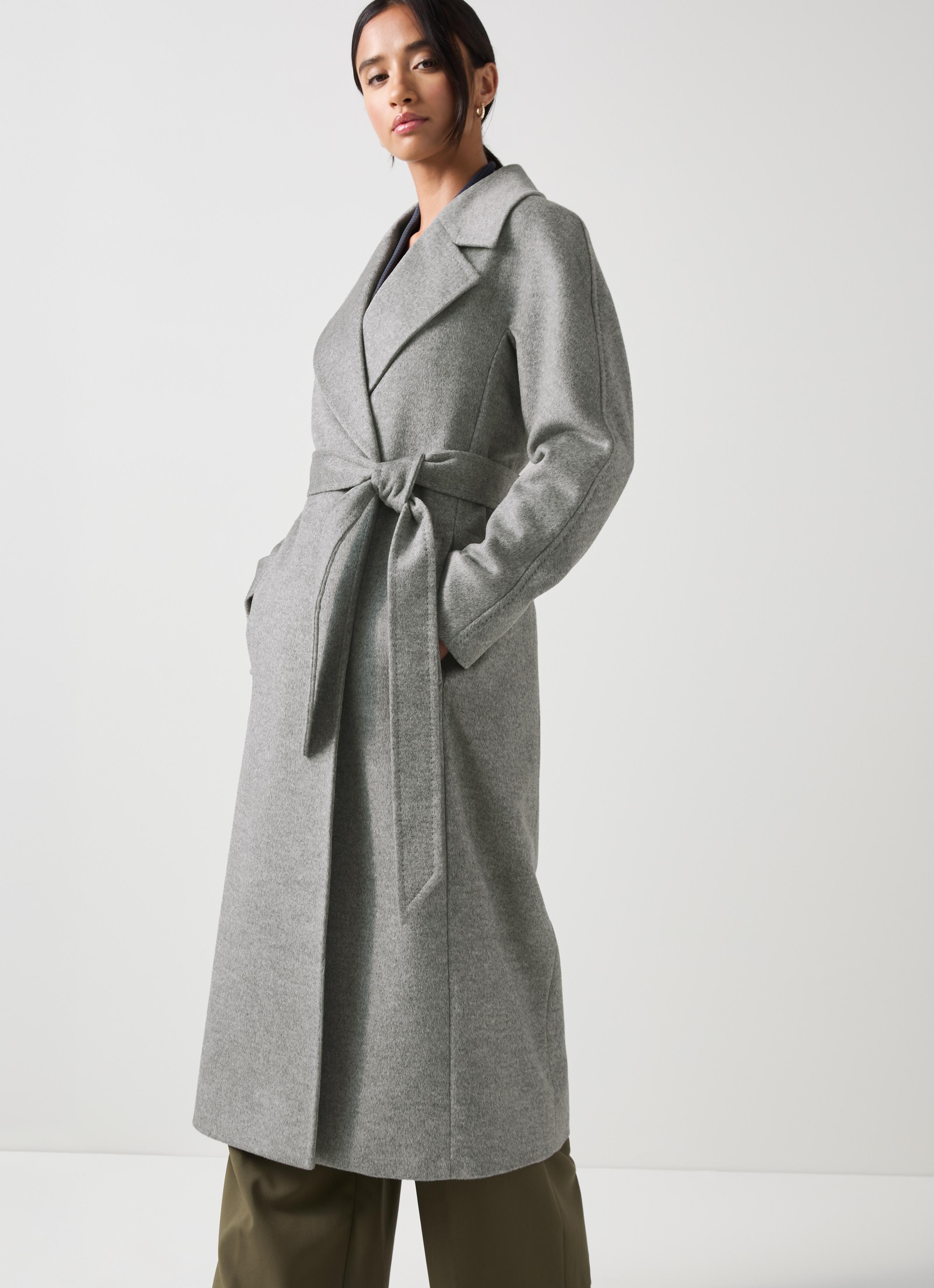 Francine Petite Grey Marl Maxi Coat Coats Jackets Clothing - Main Image