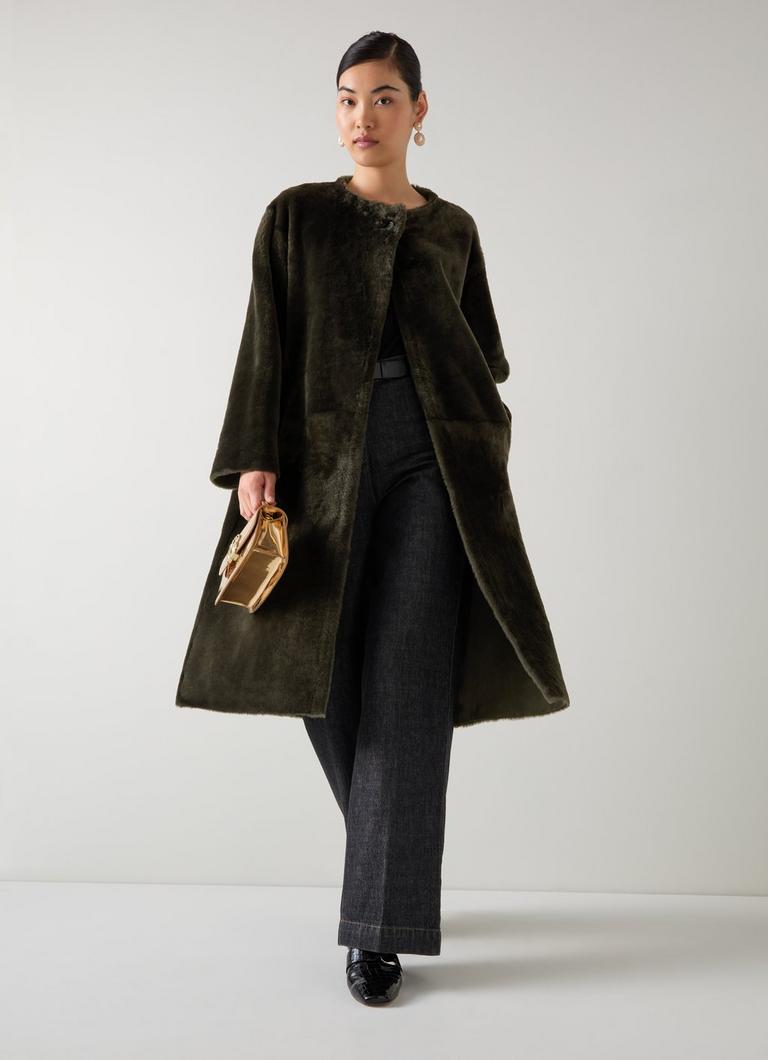 Gil Olive Green Leather Premium Sheepskin Coat Coats Jackets