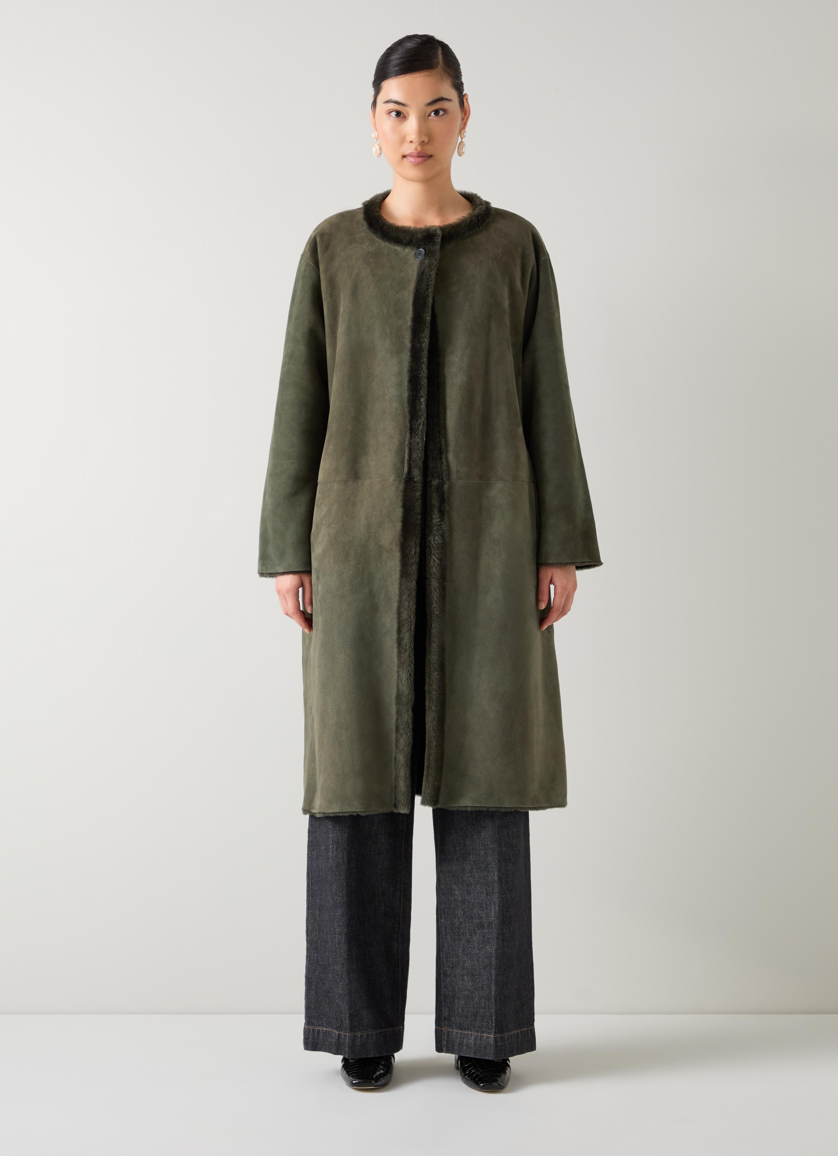 Gil Olive Green Leather Premium Sheepskin Coat | Coats & Jackets