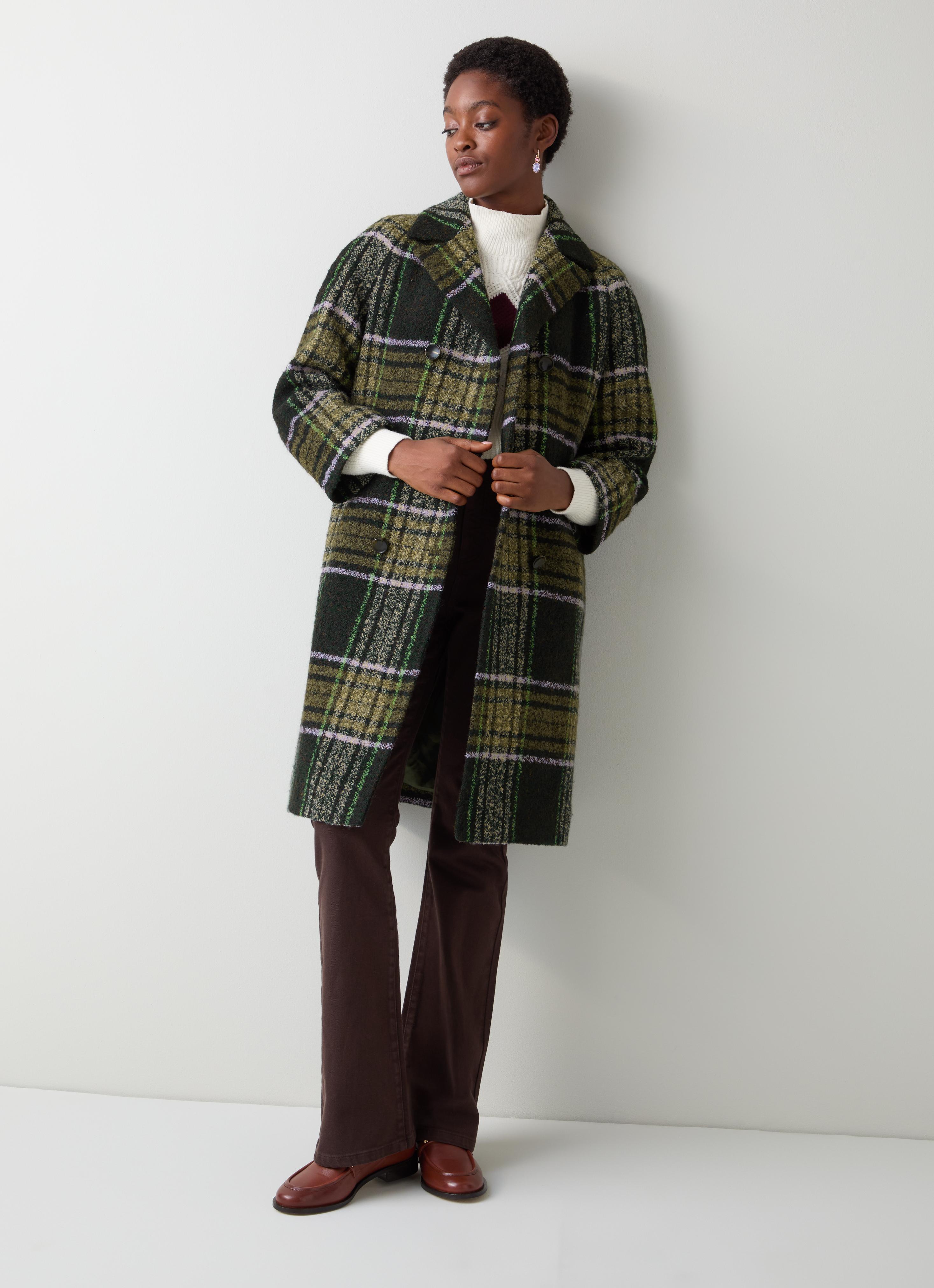 Leanne Multi-colour Cheques Cotton Raglan Coat
