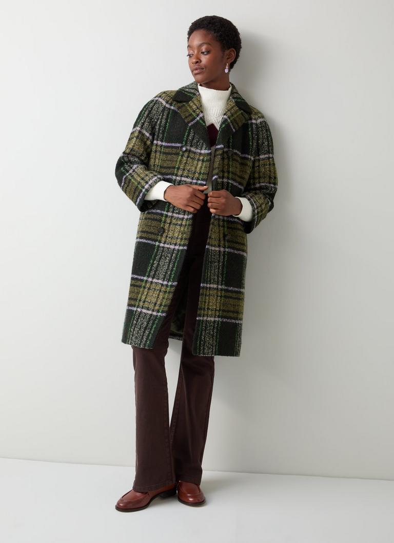 Leanne Multi-colour Cheques Cotton Raglan Coat