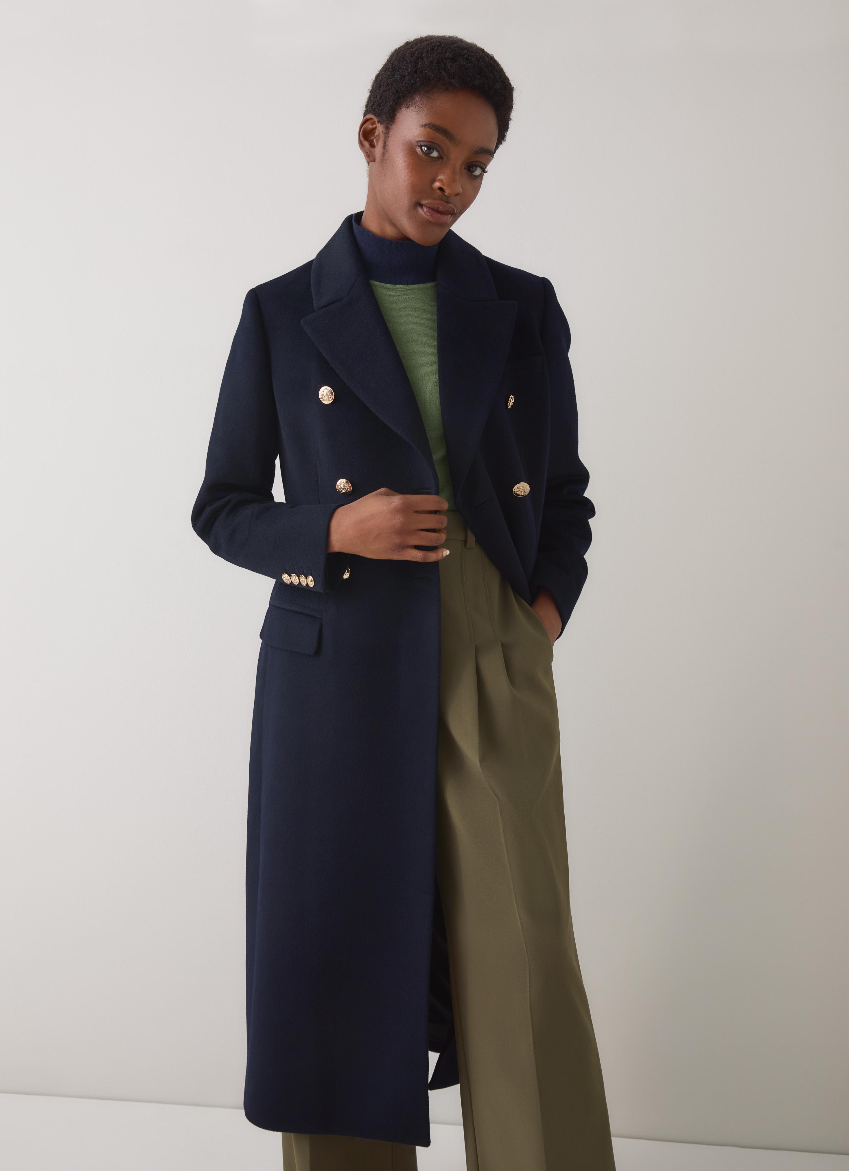 Natalia Midnight Wool Fitted Double Breasted Coat | Coats