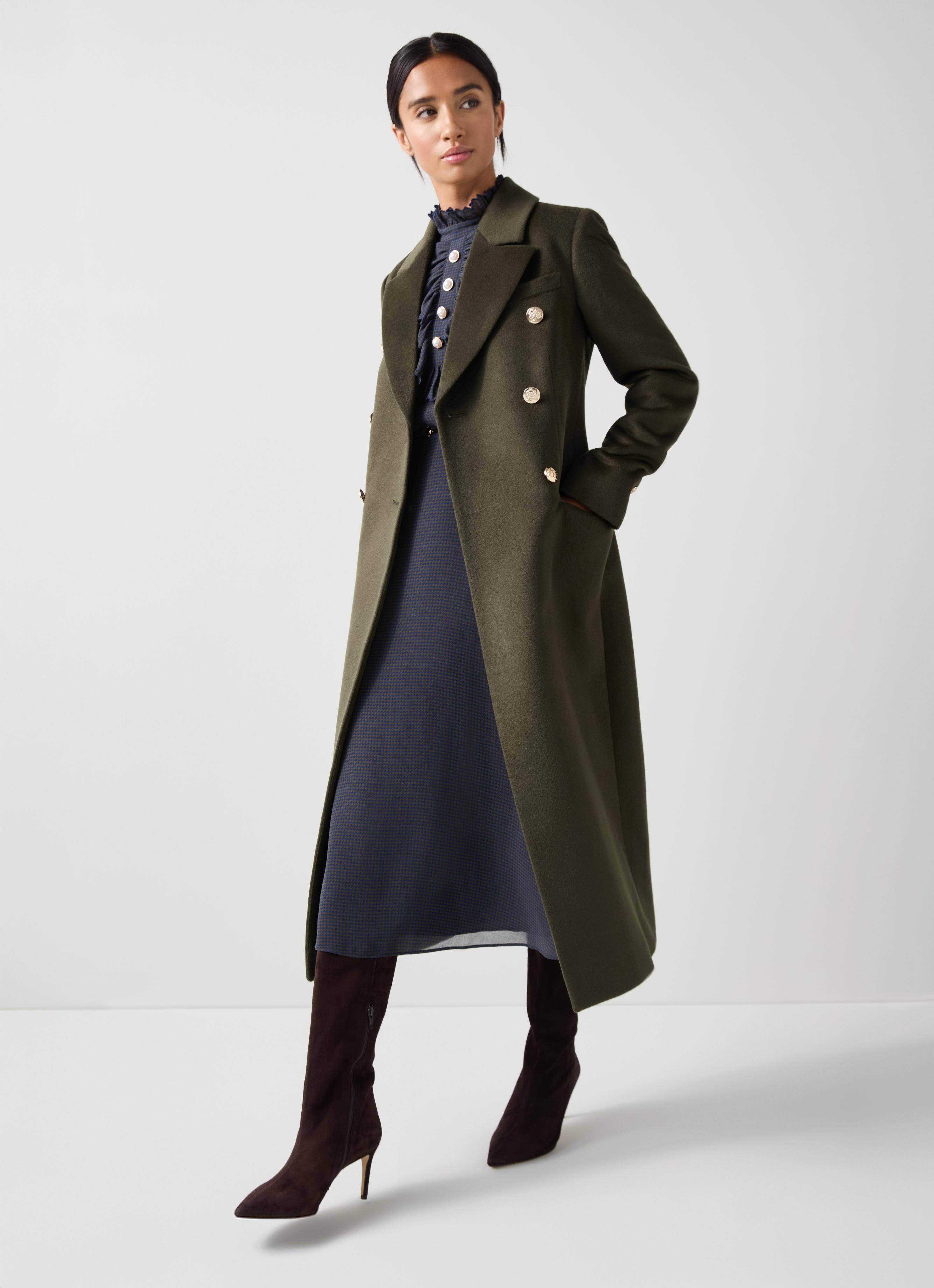 Natalia Petite Green Wool Fitted Double Breasted Coat Coats