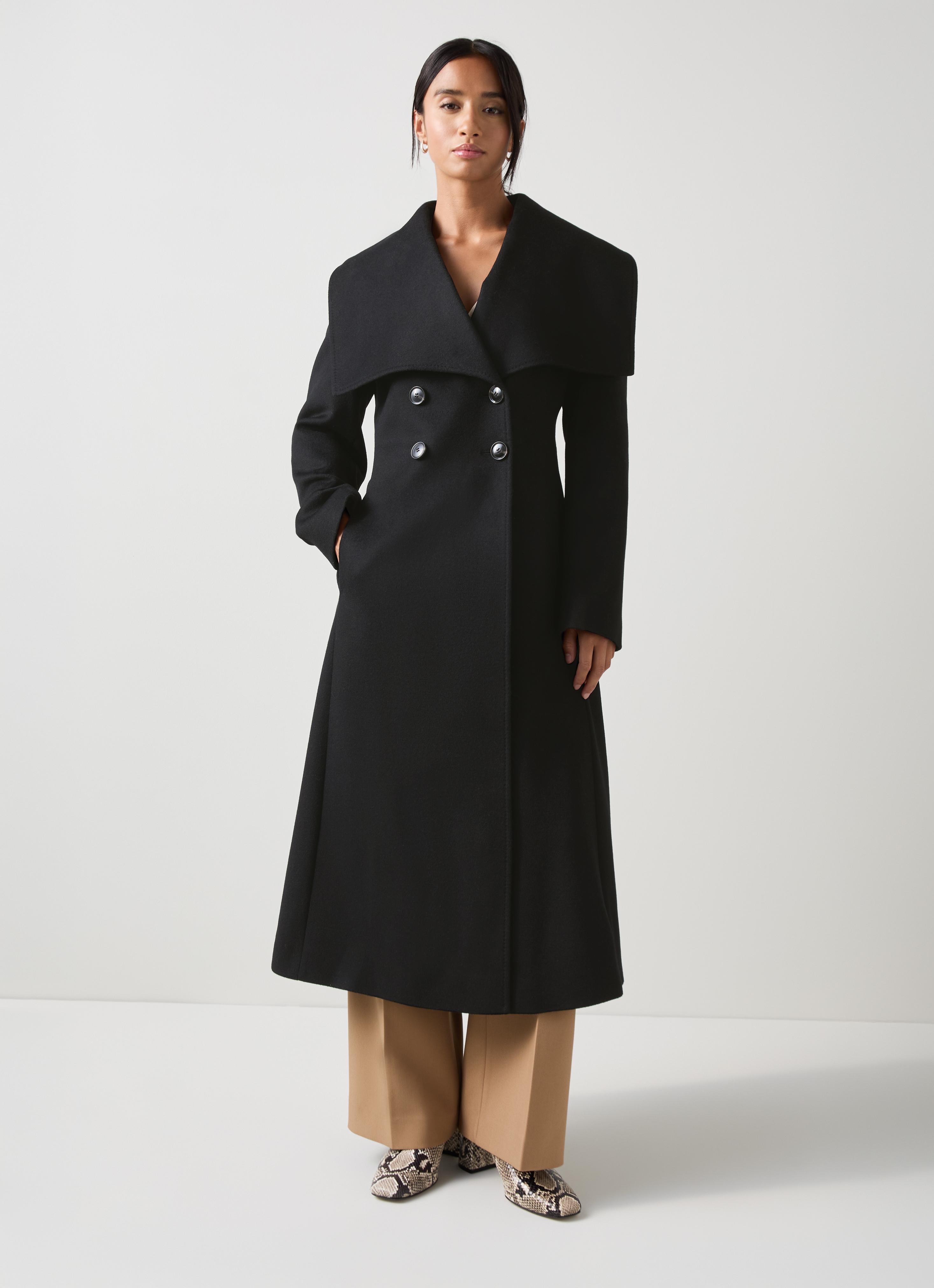 Rose Petite Black Collar Fitted Coat
