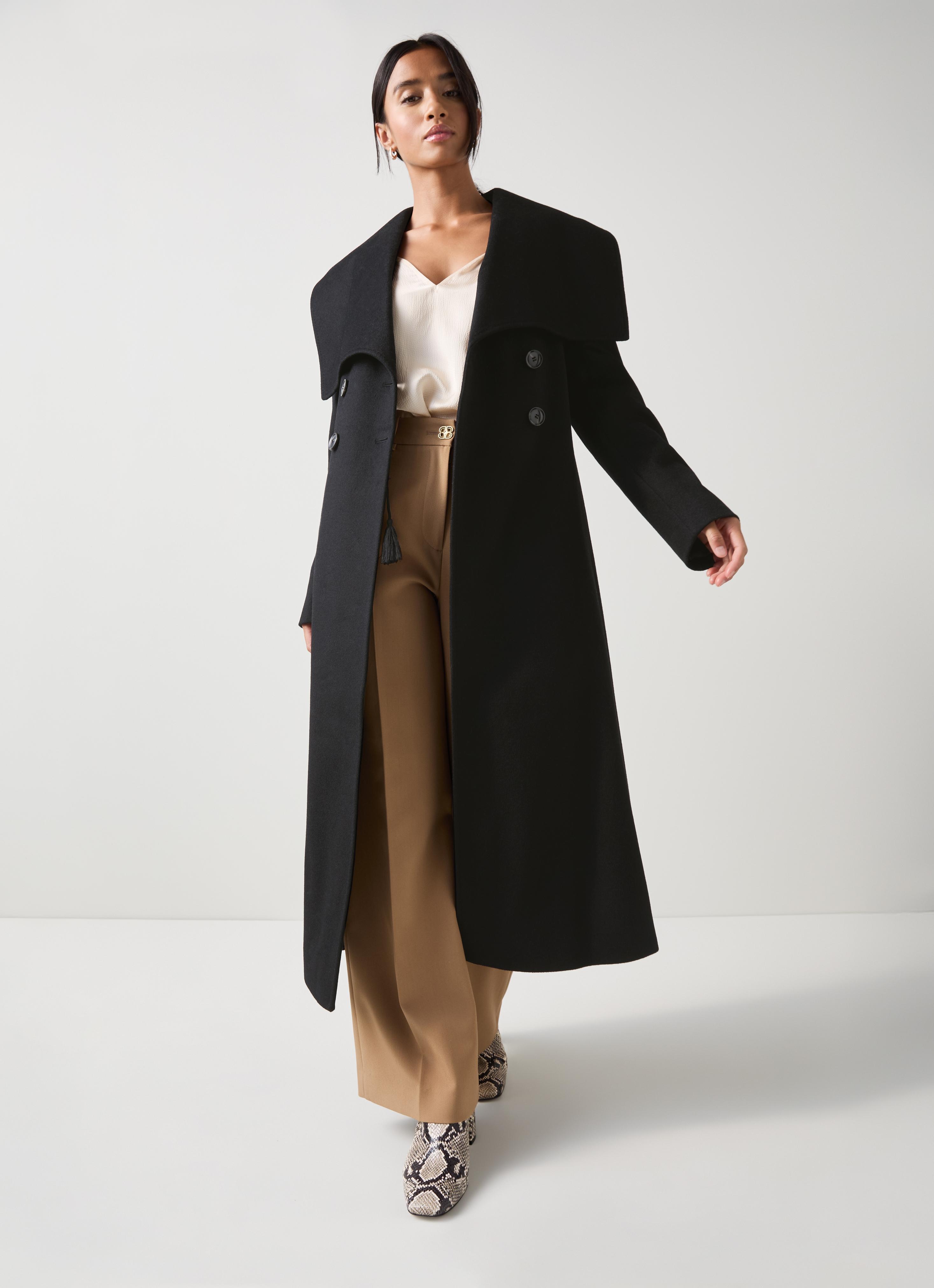 Rose Petite Black Collar Fitted Coat