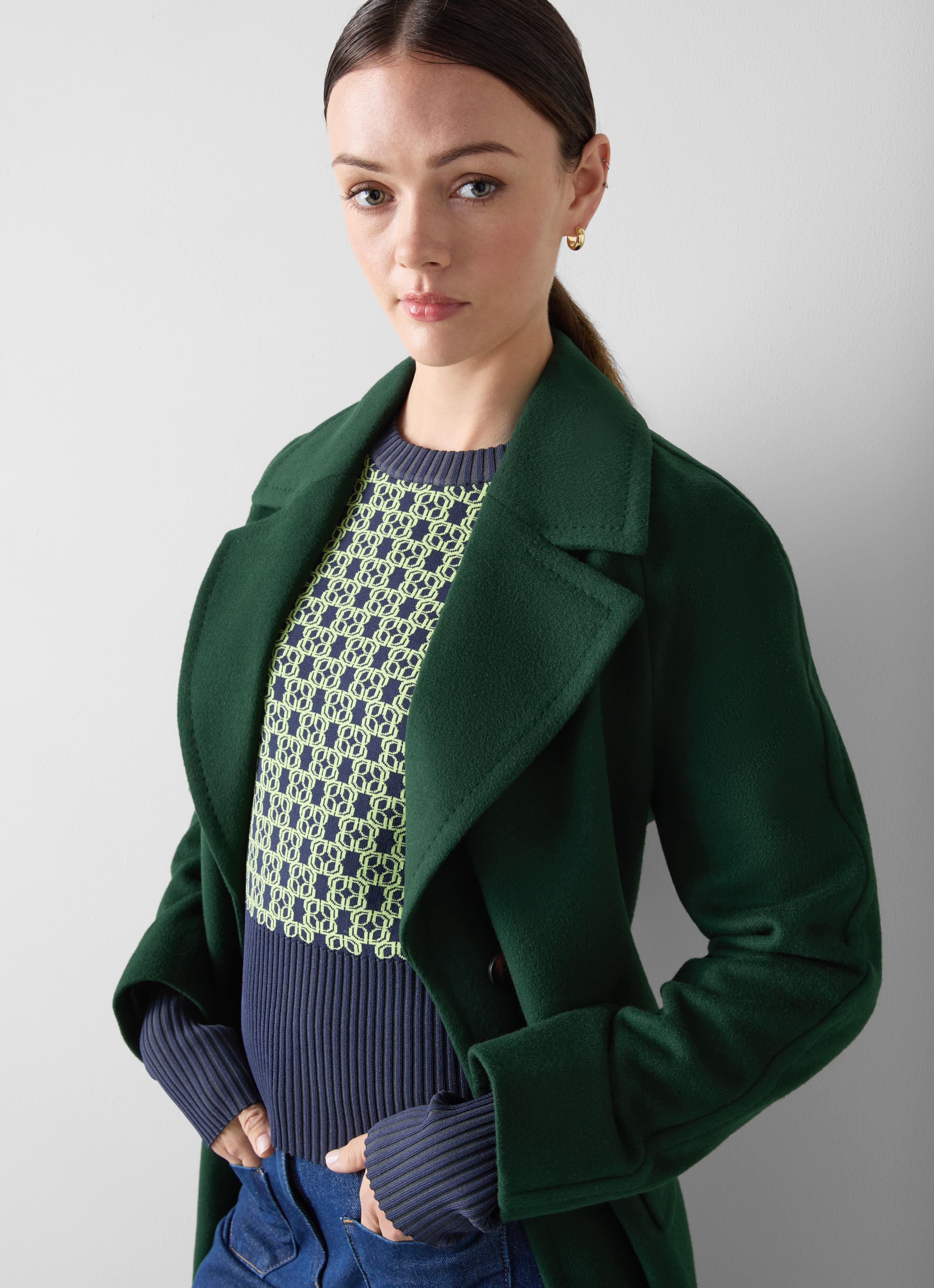 トクコ、 ダークグリーントップス Tori Dark Green Wool-Blend Coat | Coats & Jackets | Clothing