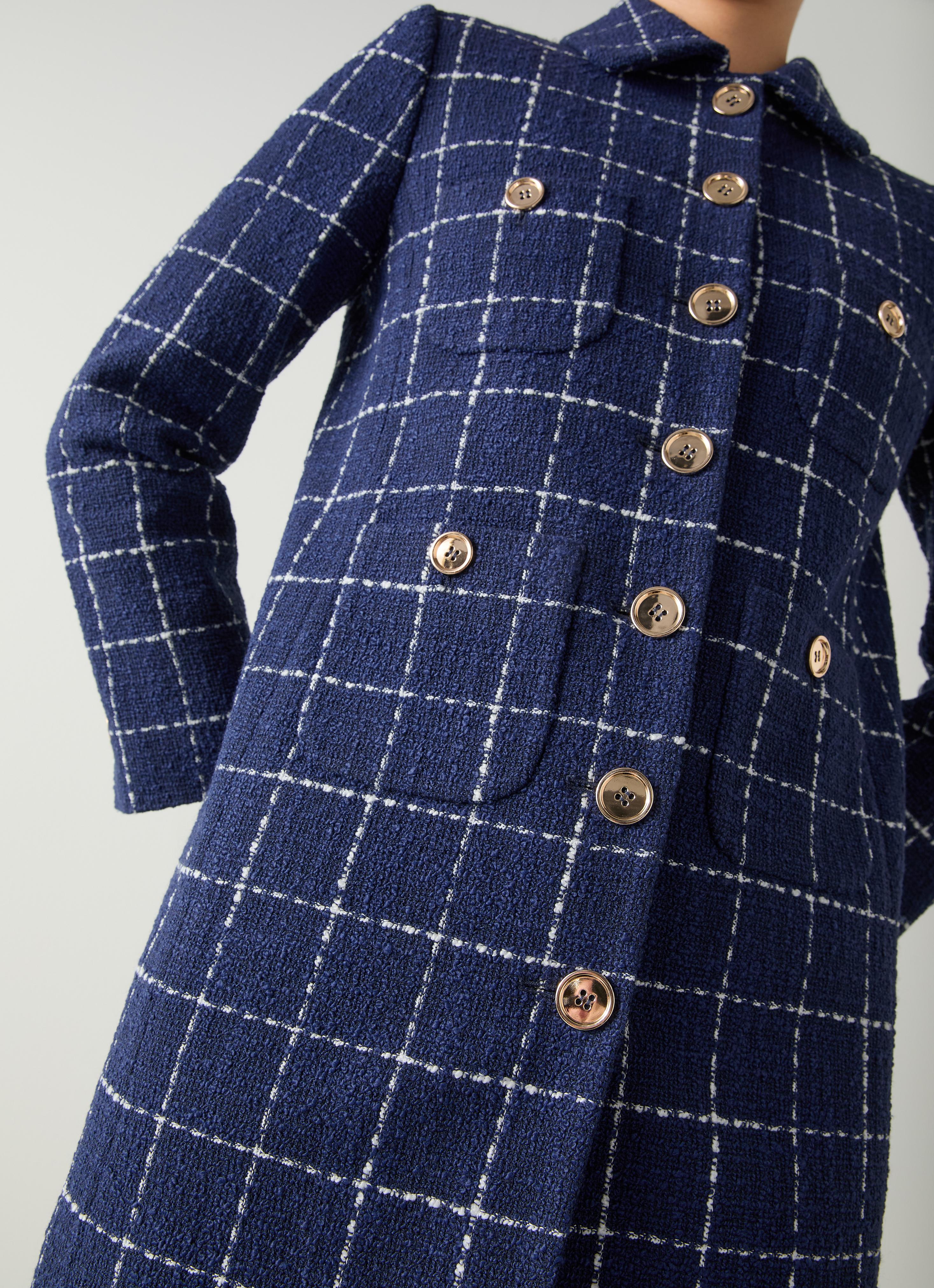 Vita Blue & Navy Tweed Light Check Coat