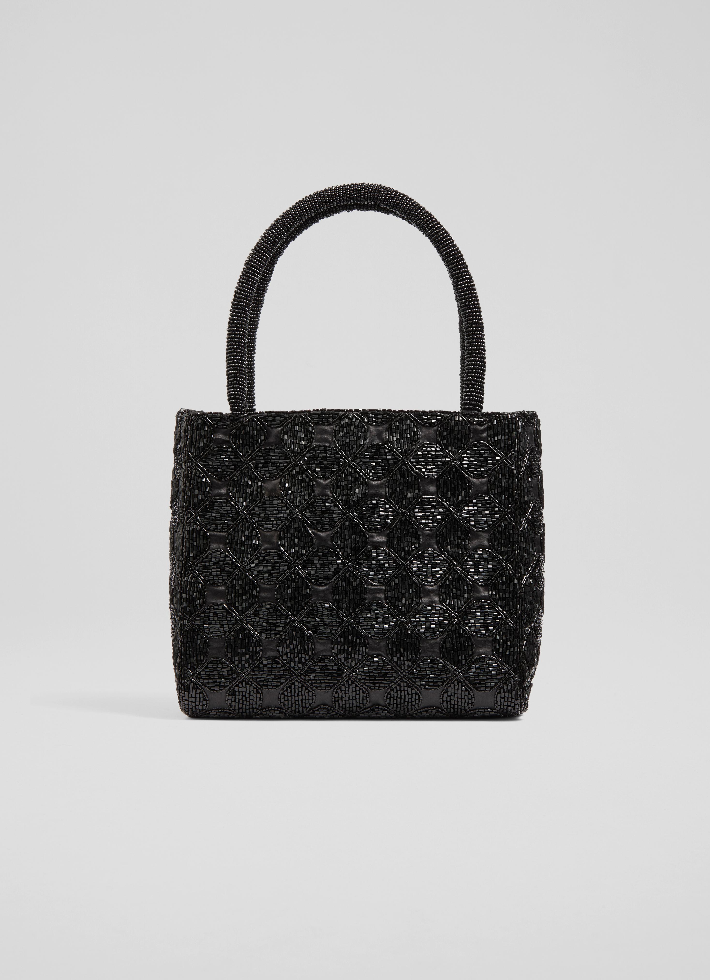 Valerie Black Bead Bag Clutch