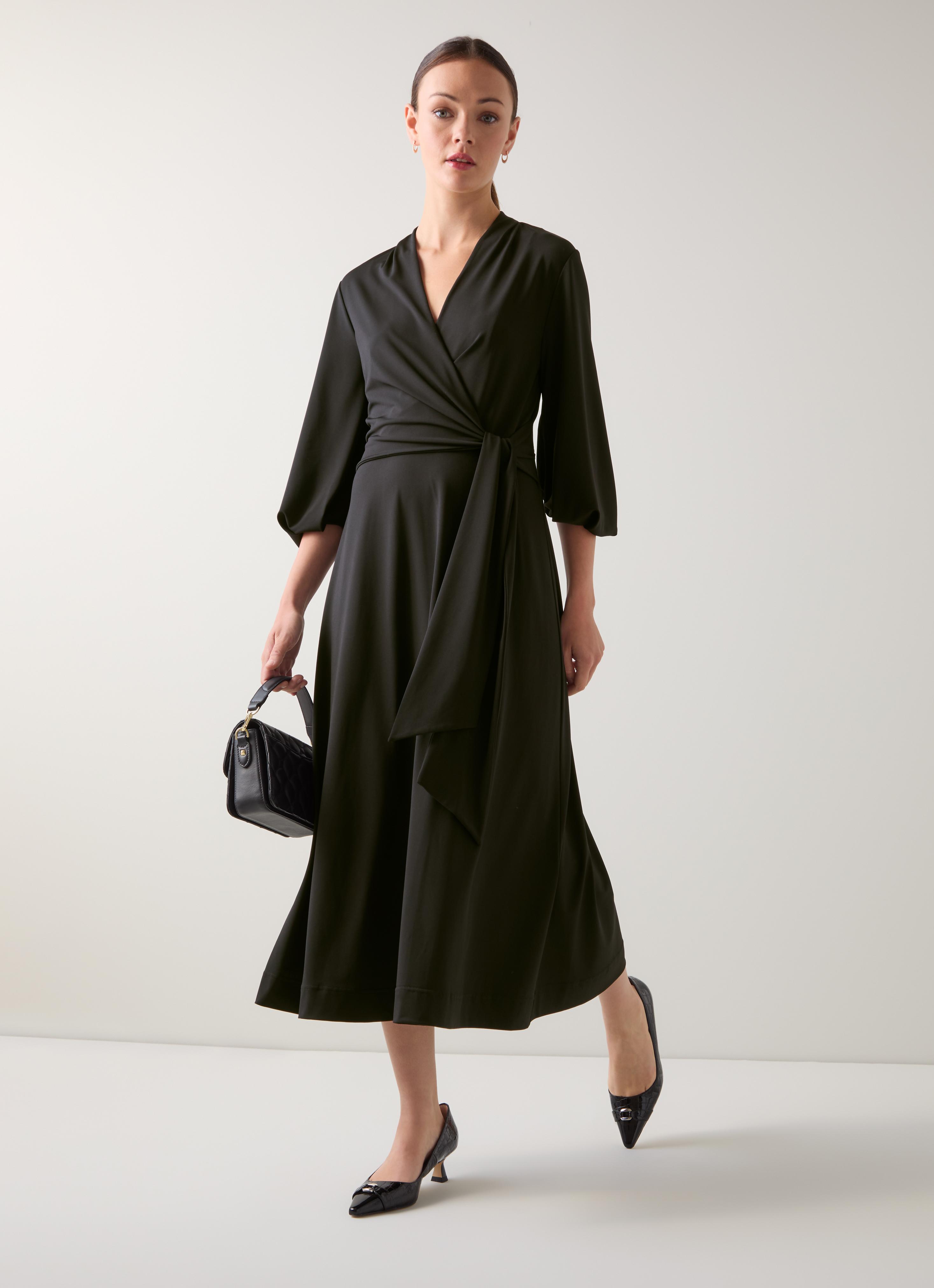Aiper Black Tie Front Jersey Dress | Midi Dresses | Dresses