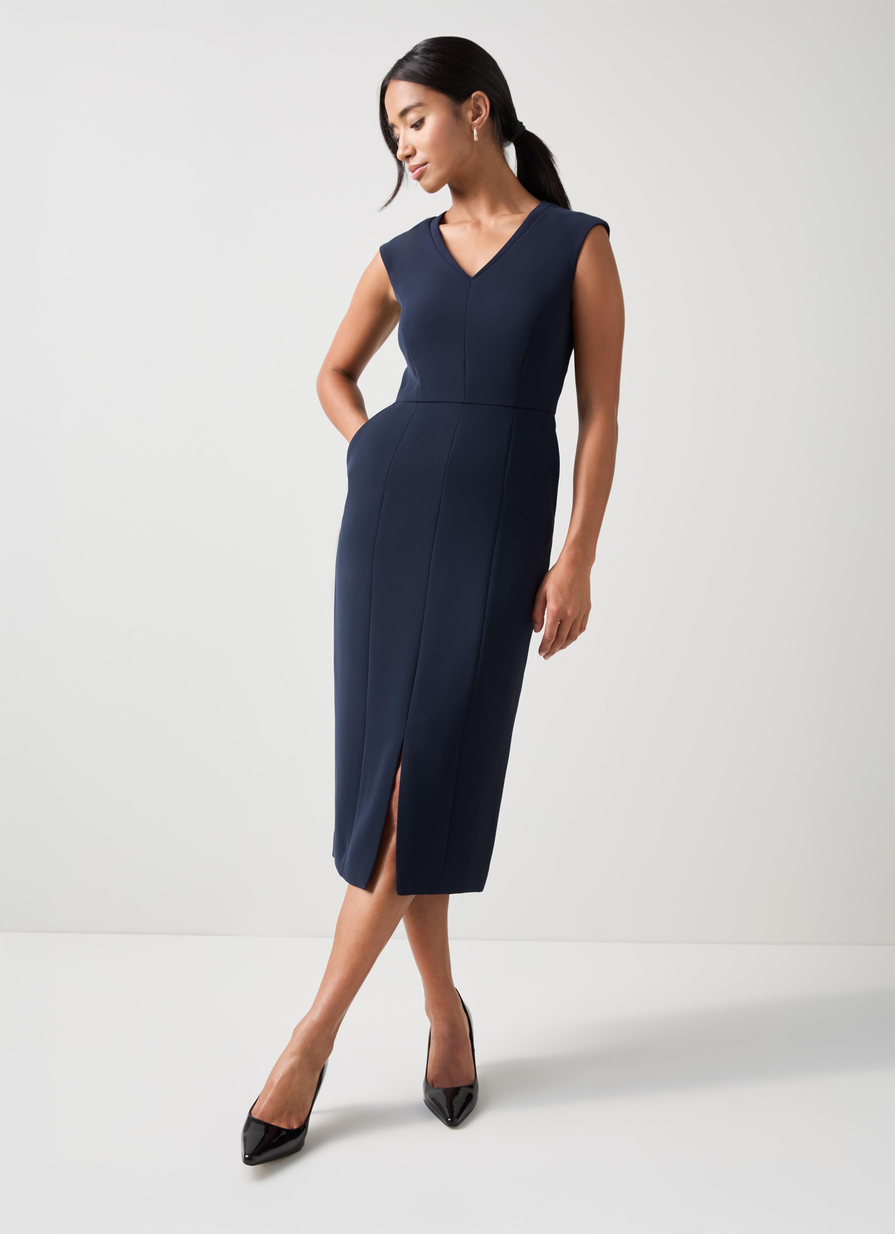 Audrey Petite Spring Navy V Neck Shift Dress Clothing New