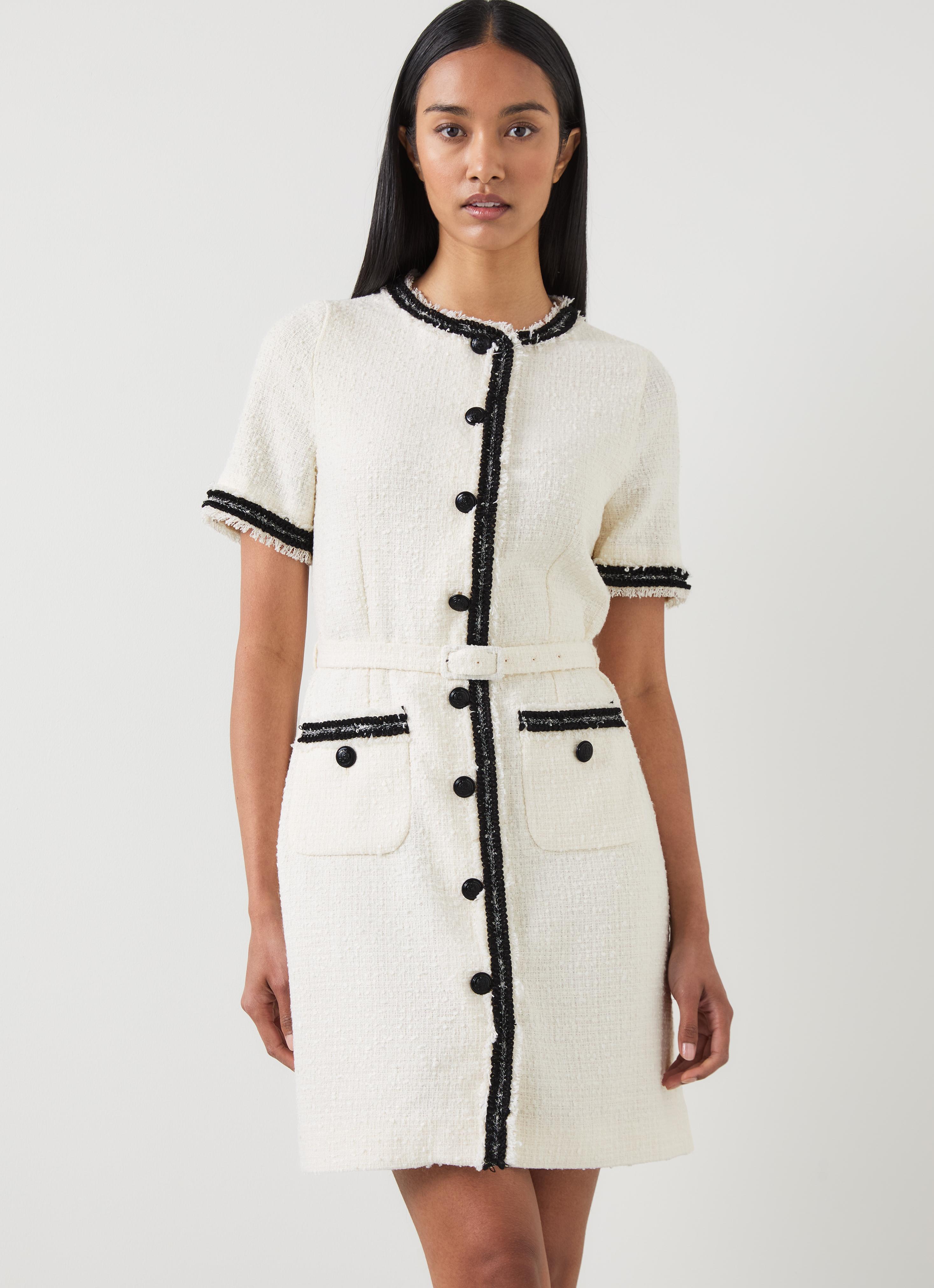 Charlie Ivory Italian Recycled Cotton-Blend Tweed Dress