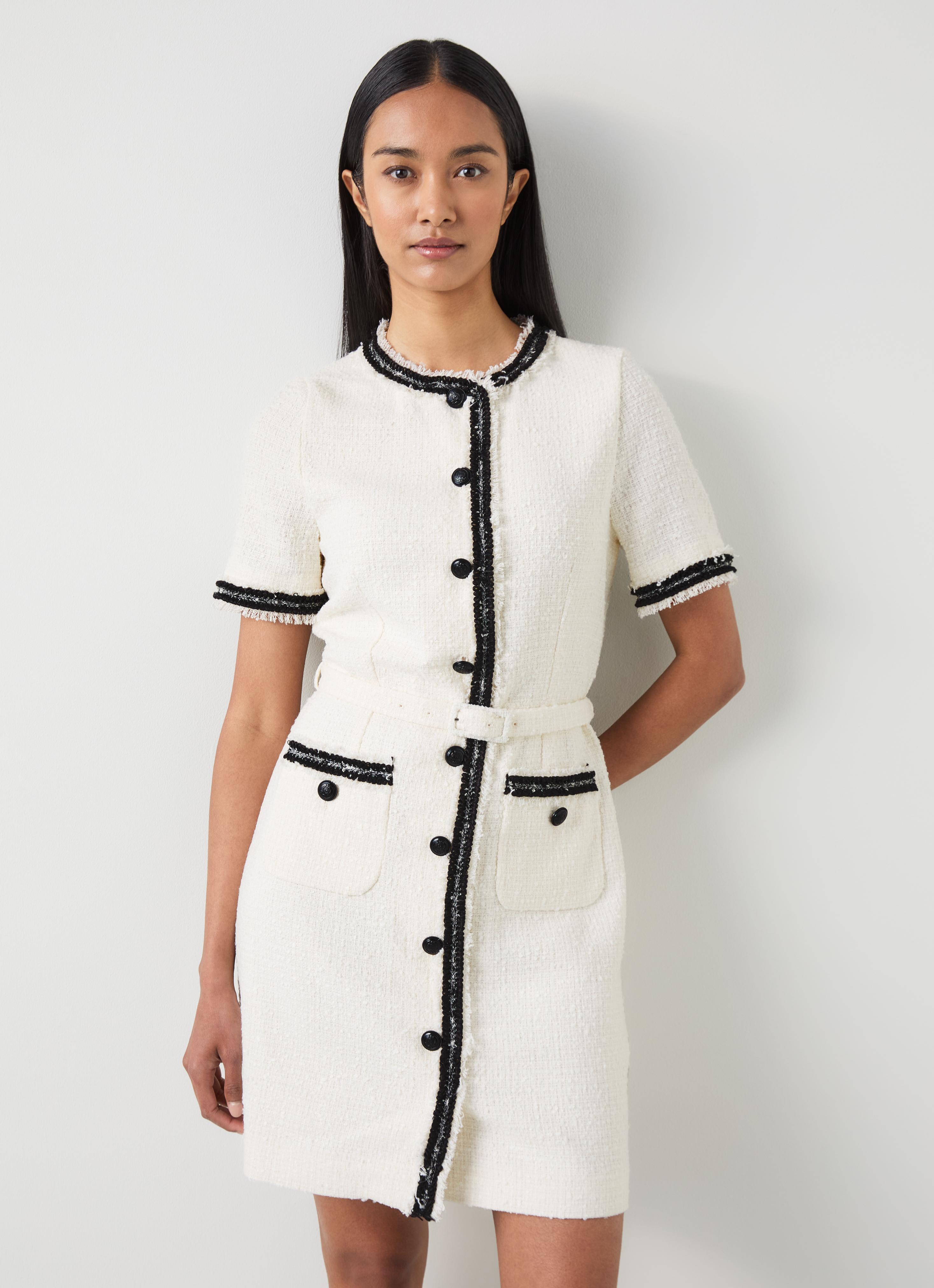 Charlie Ivory Italian Recycled Cotton-Blend Tweed Dress