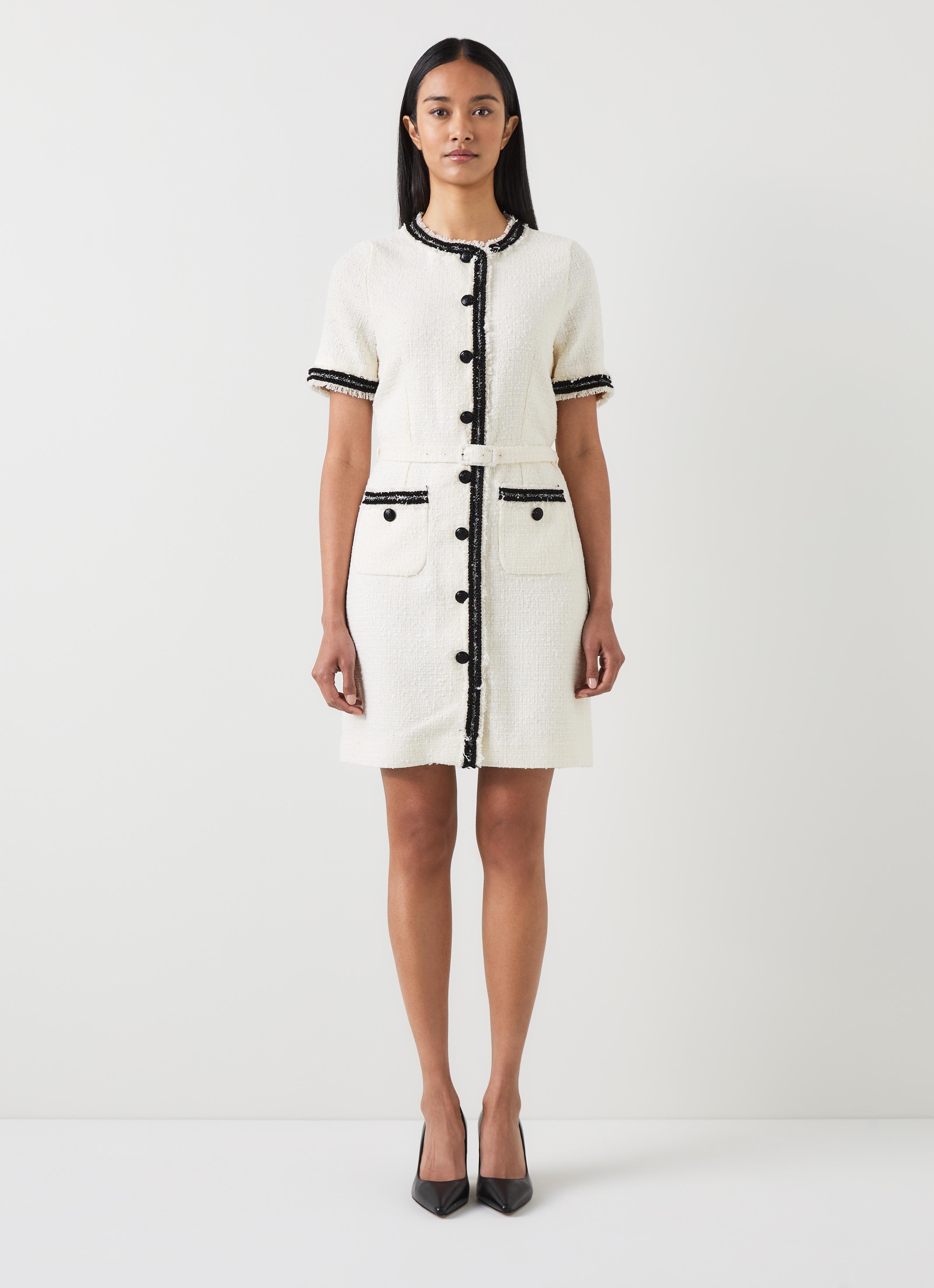 Charlie Ivory Italian Recycled Cotton-Blend Tweed Dress | Clothing