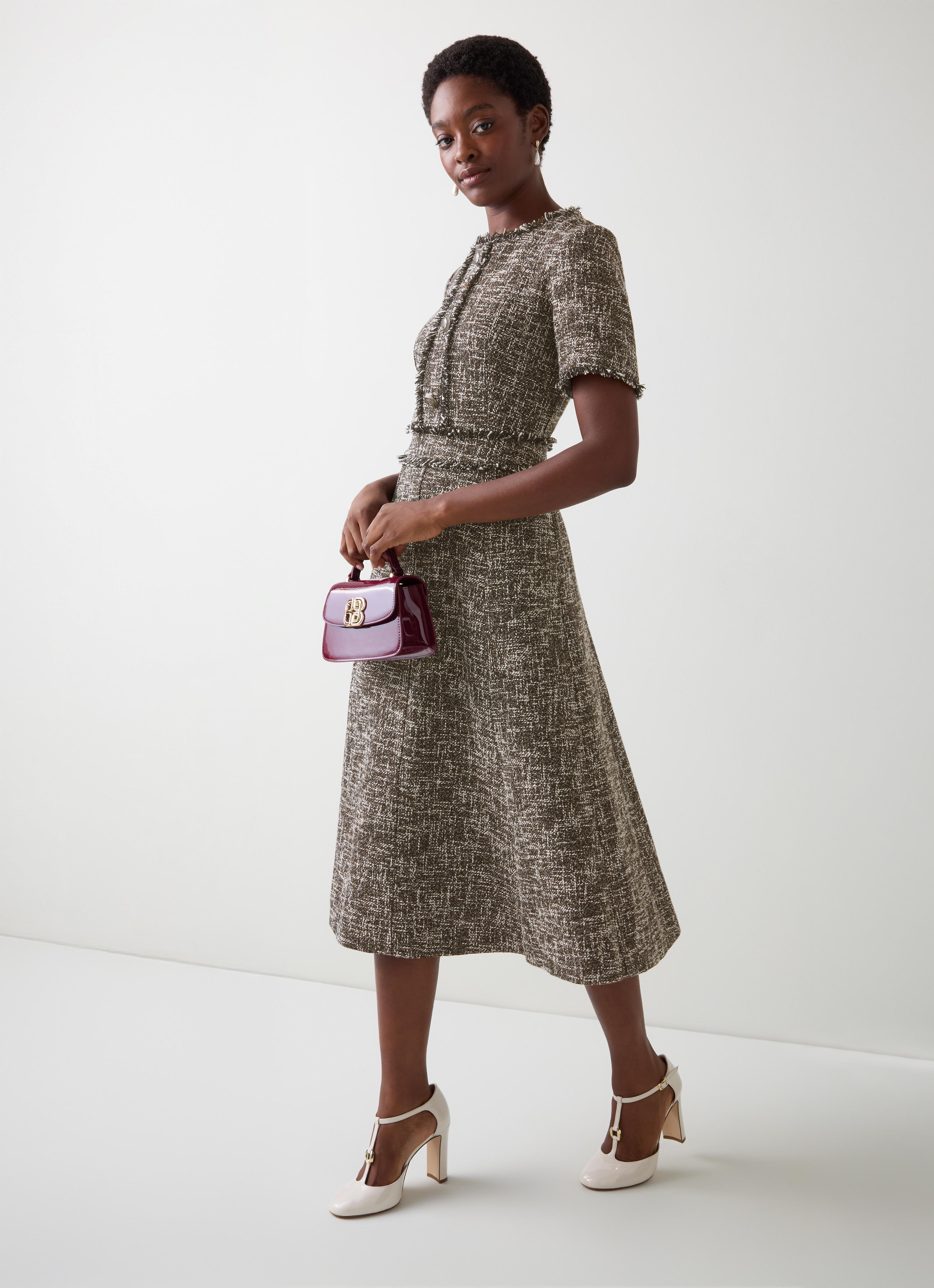 Julia Multi Tweed Check Button Dress | Workwear | Collections