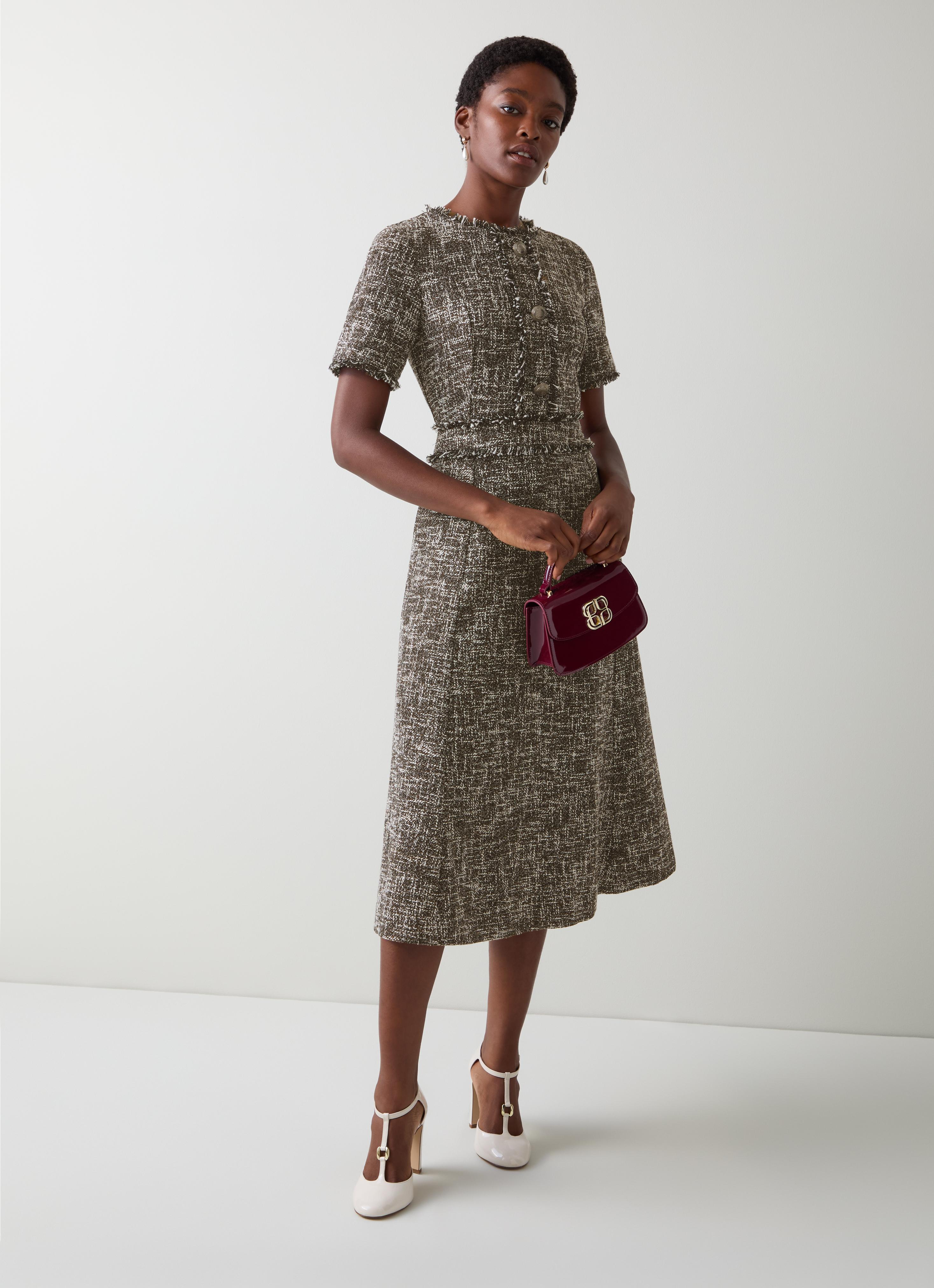 Julia Multi Tweed Check Button Dress | Workwear | Collections