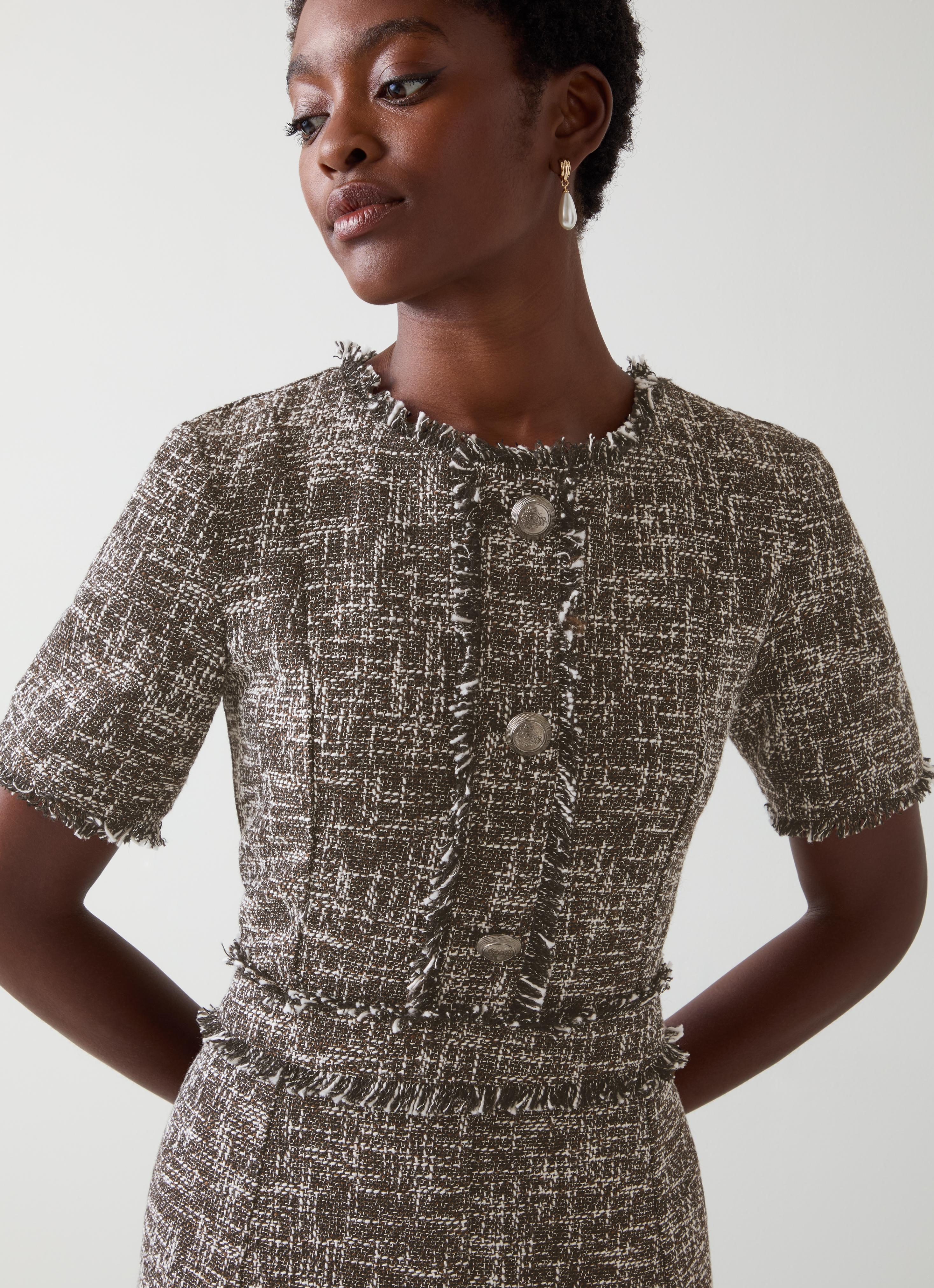 Julia Multi Tweed Check Button Dress | Workwear | Collections