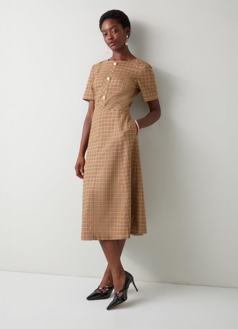 Julia Brown Tweed Check Button Dress | Tweed | Collections | L.K. Julia Brown Tweed Check Button Dress | Tweed | Collections | L.K.