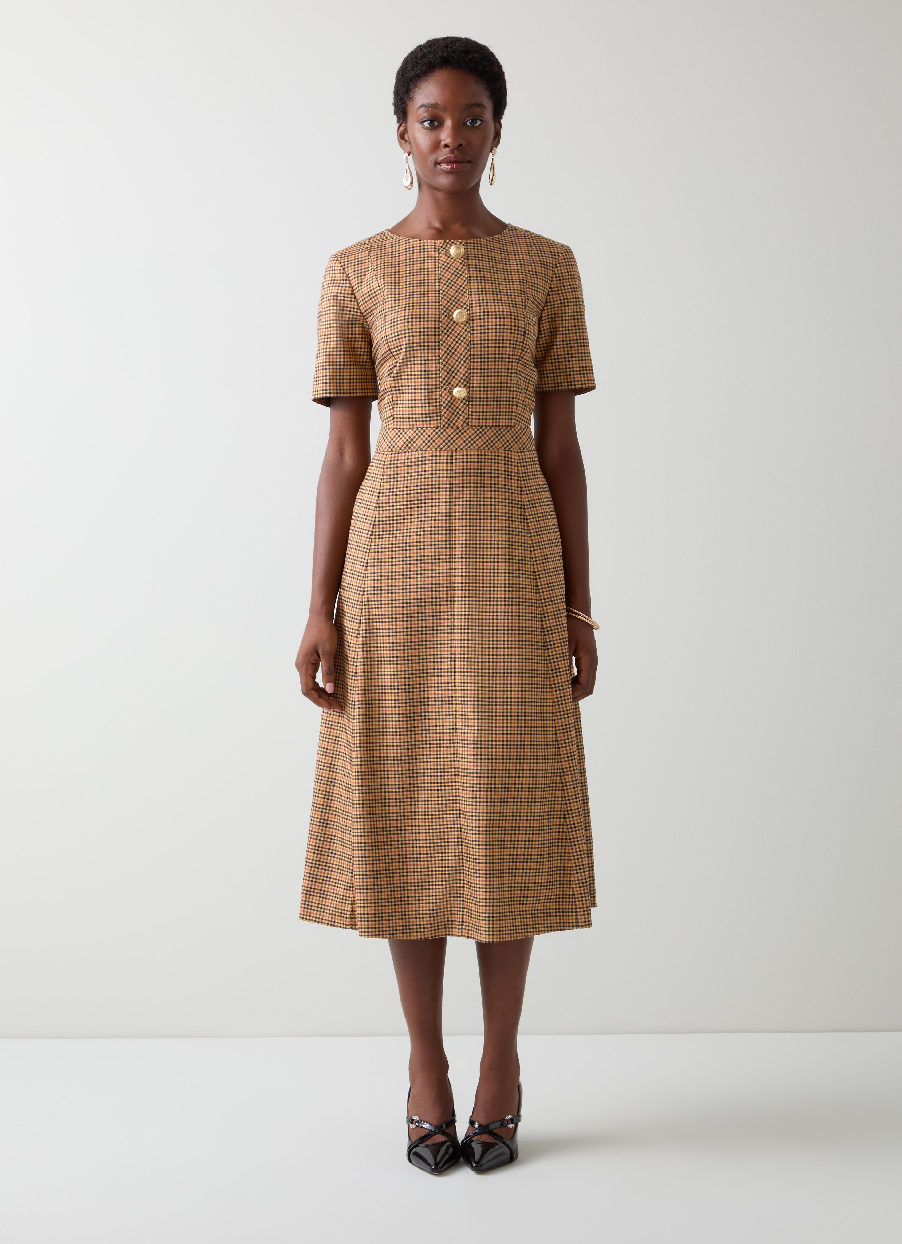 ワンピース THE TOE Leopold Tweed Dress brown S Leopold Tweed Dress – THE TOÉ