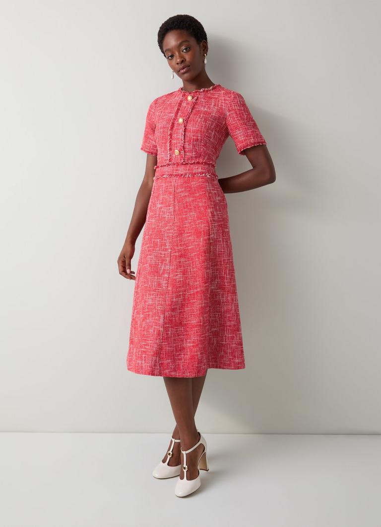 Julia Red Cream Tweed Check Gold Button Dress | Tweed Dresses | L.K.Bennett, London Julia Red Cream Tweed Check Gold Button Dress | Tweed Dresses | L.K.Bennett, London