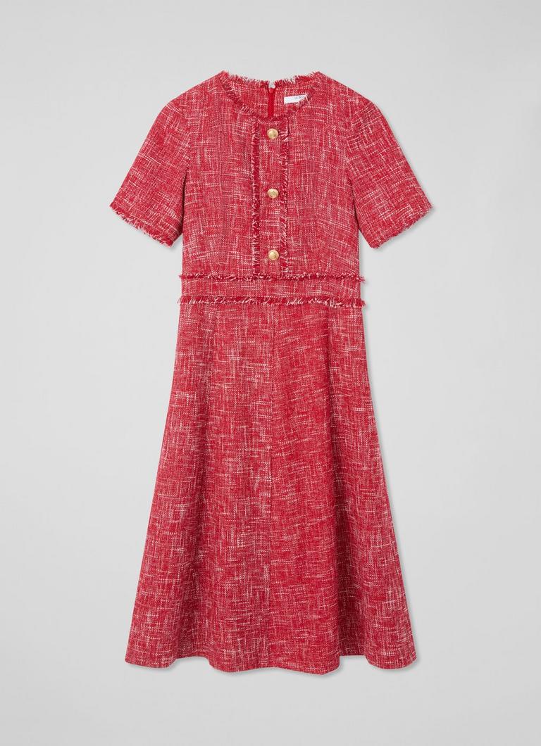 Julia Red Cream Tweed Check Gold Button Dress | Tweed Dresses | L.K.Bennett, London Julia Red Cream Tweed Check Gold Button Dress | Tweed Dresses | L.K.Bennett, London