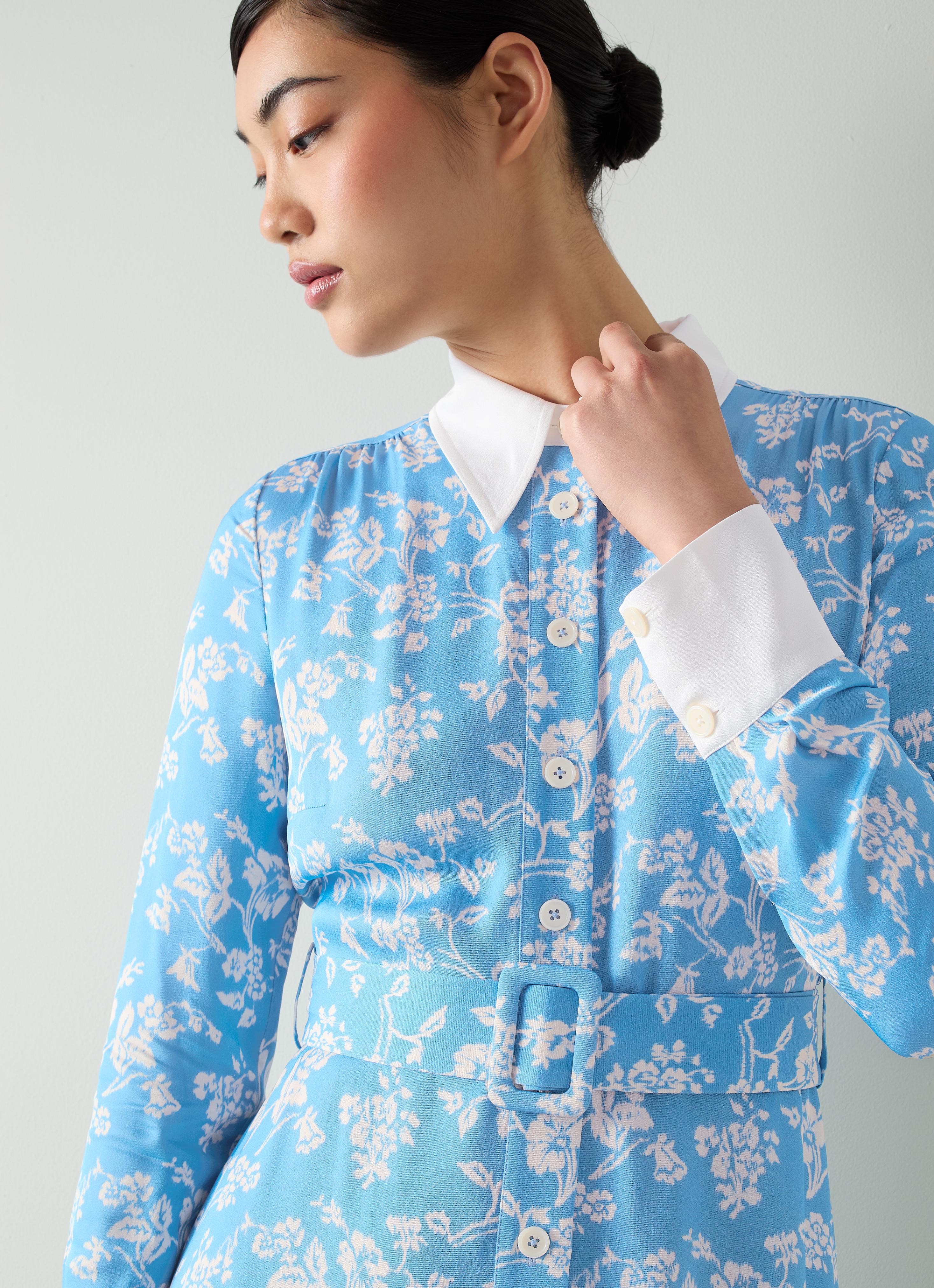 chinese dress ladies Kate Middleton Long-sleeved Print Midi Shirt Dress  Mislish