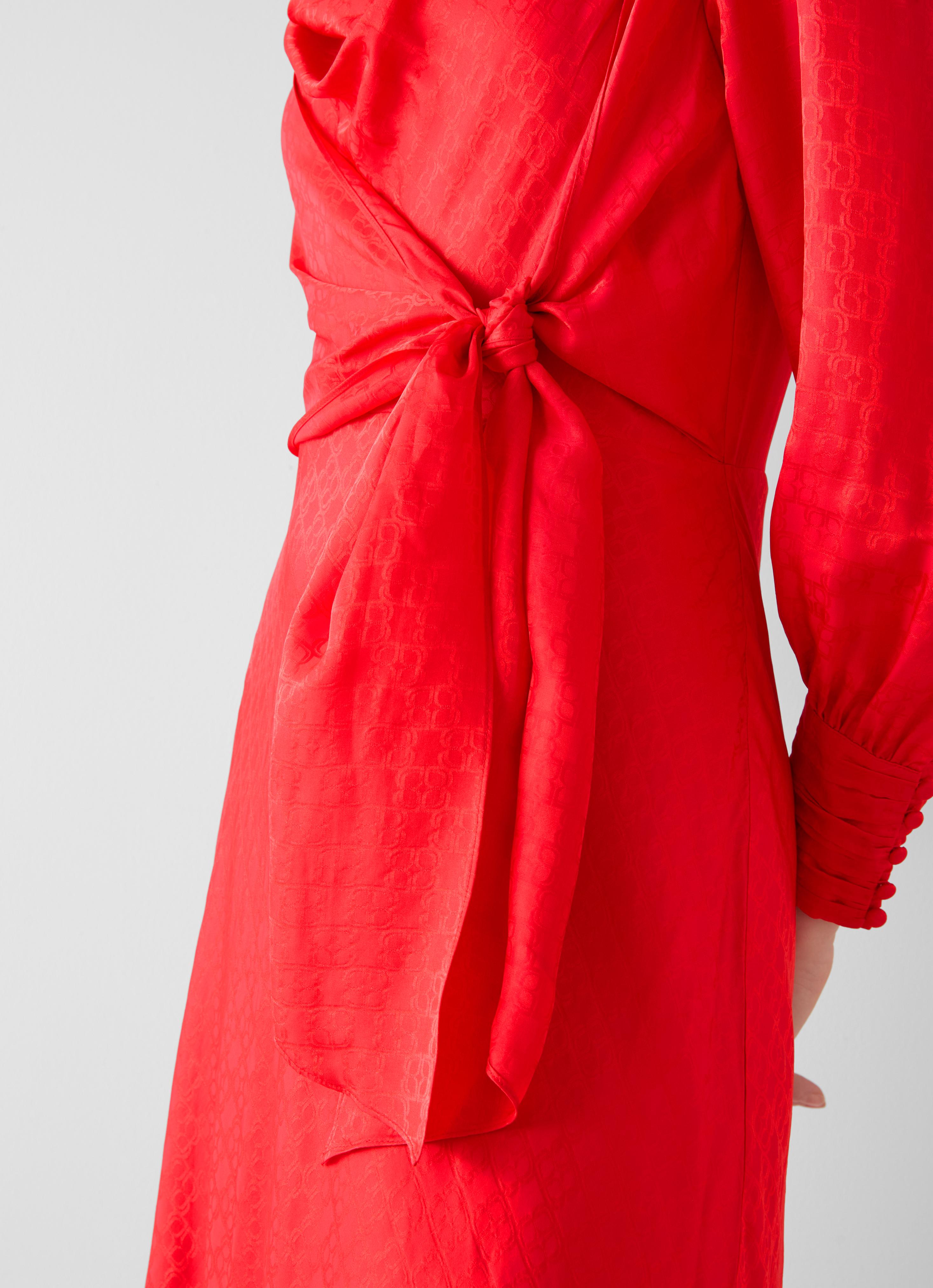 strapless open back dress Blaire Midi Dress In Cinnabar Red  Victoria Beckham UK