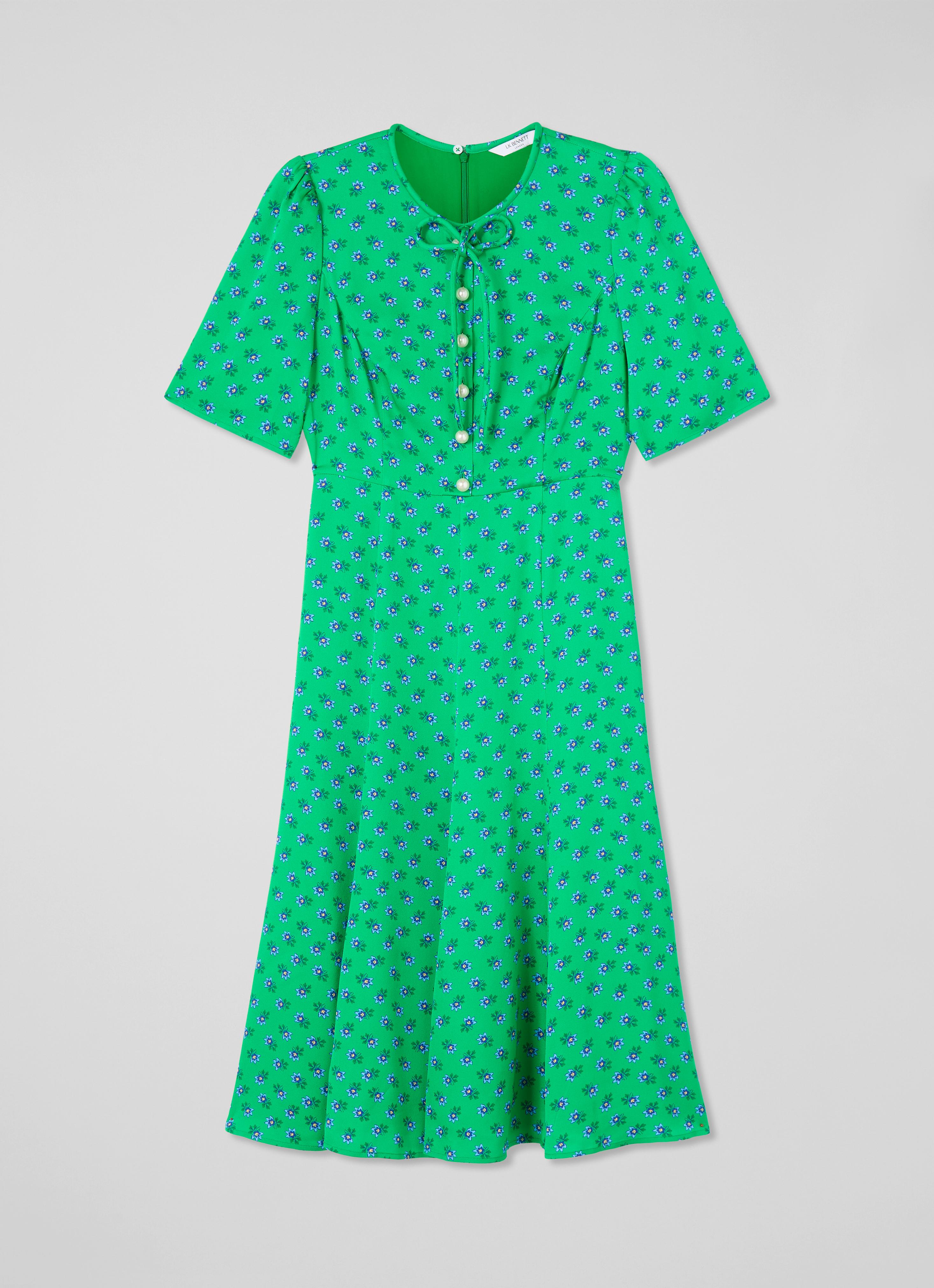 Montana Green Fit And Flare Midi Dress | Clothing | Collections |  L.K.Bennett, London