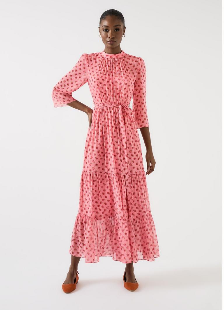 Olivia Pink Silk Midi Dress