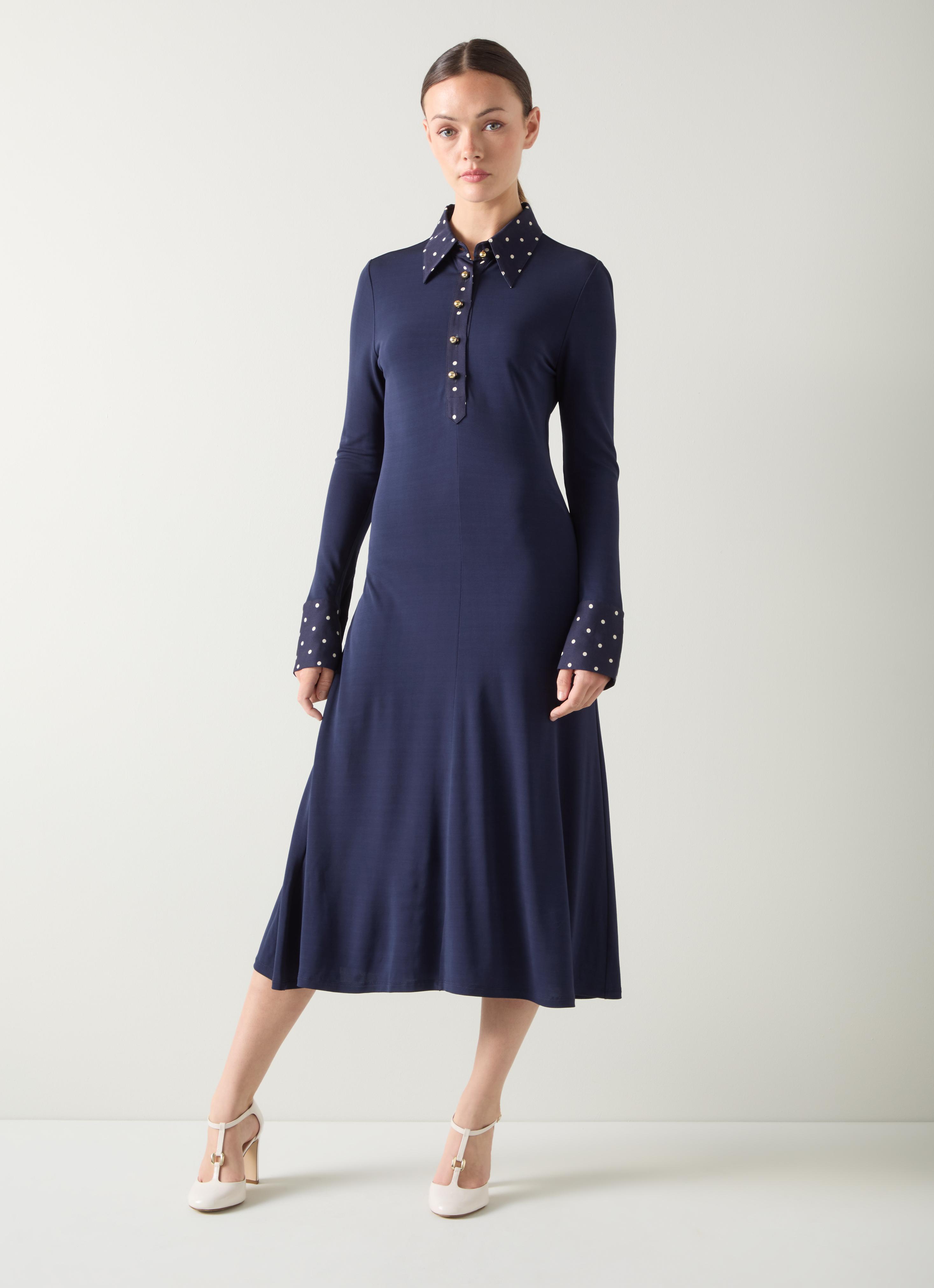 Rita Midnight Polka Dot Jersey Dress | Clothing | Collections