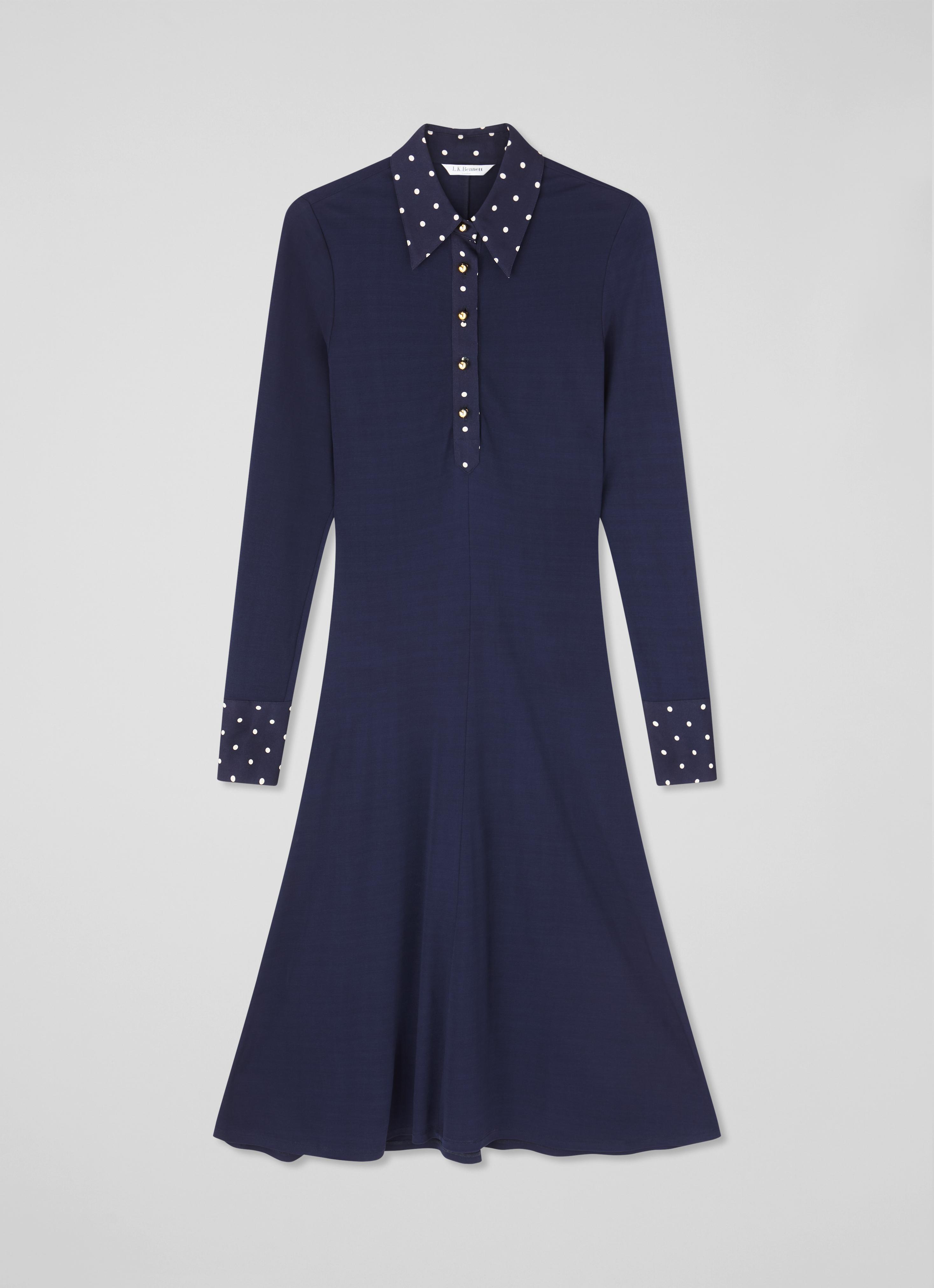 Rita Midnight Polka Dot Jersey Dress | Clothing | Collections