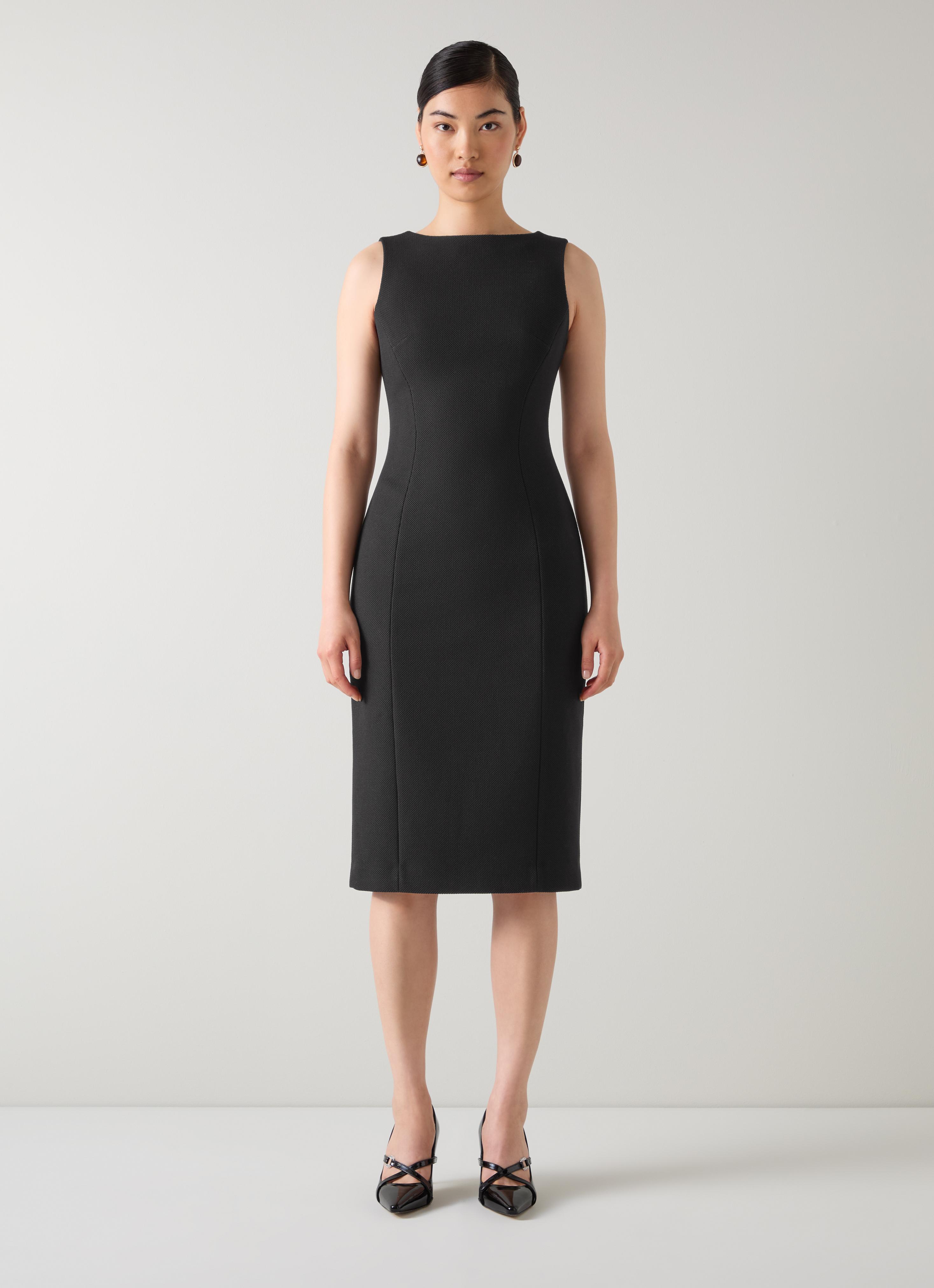 Rosa Black Sculptured Shift Dress | Midi Dresses | Dresses