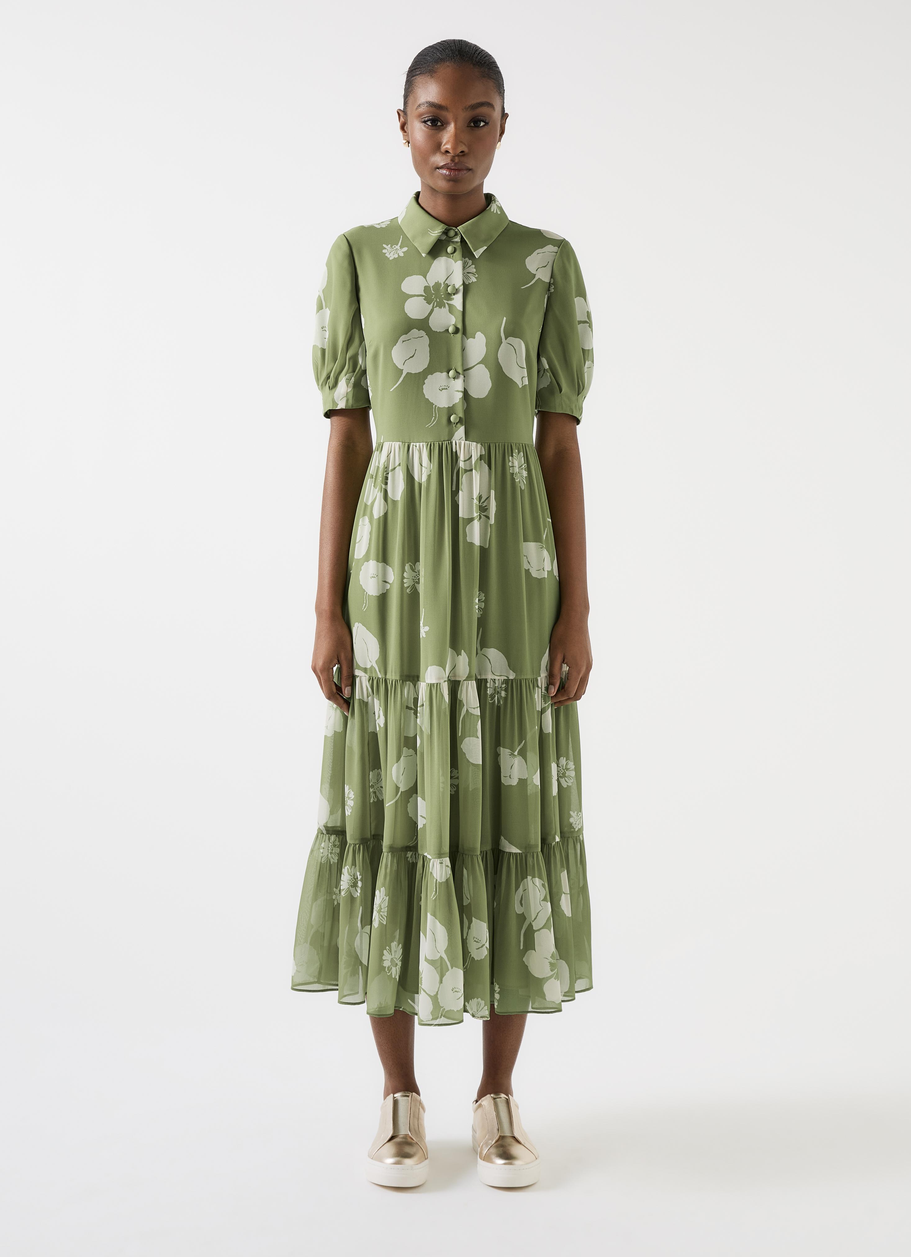 Rumi Watercress & Birch Floral Relaxed Tiered Dress | Clothing |  Collections | L.K.Bennett, London