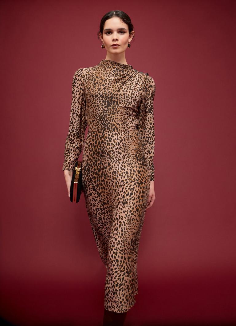 Samantha Brown Leopard Print Silk Dress