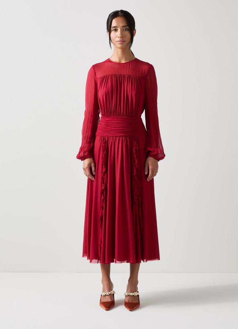 Uma Petite Rio Red Crinkle Mesh Viscose Dress | Midi Dresses | Dresses | Clothing | Collections | L.K.Bennett, London Uma Petite Rio Red Crinkle Mesh Viscose Dress | Midi Dresses | Dresses | Clothing | Collections | L.K.Bennett, London