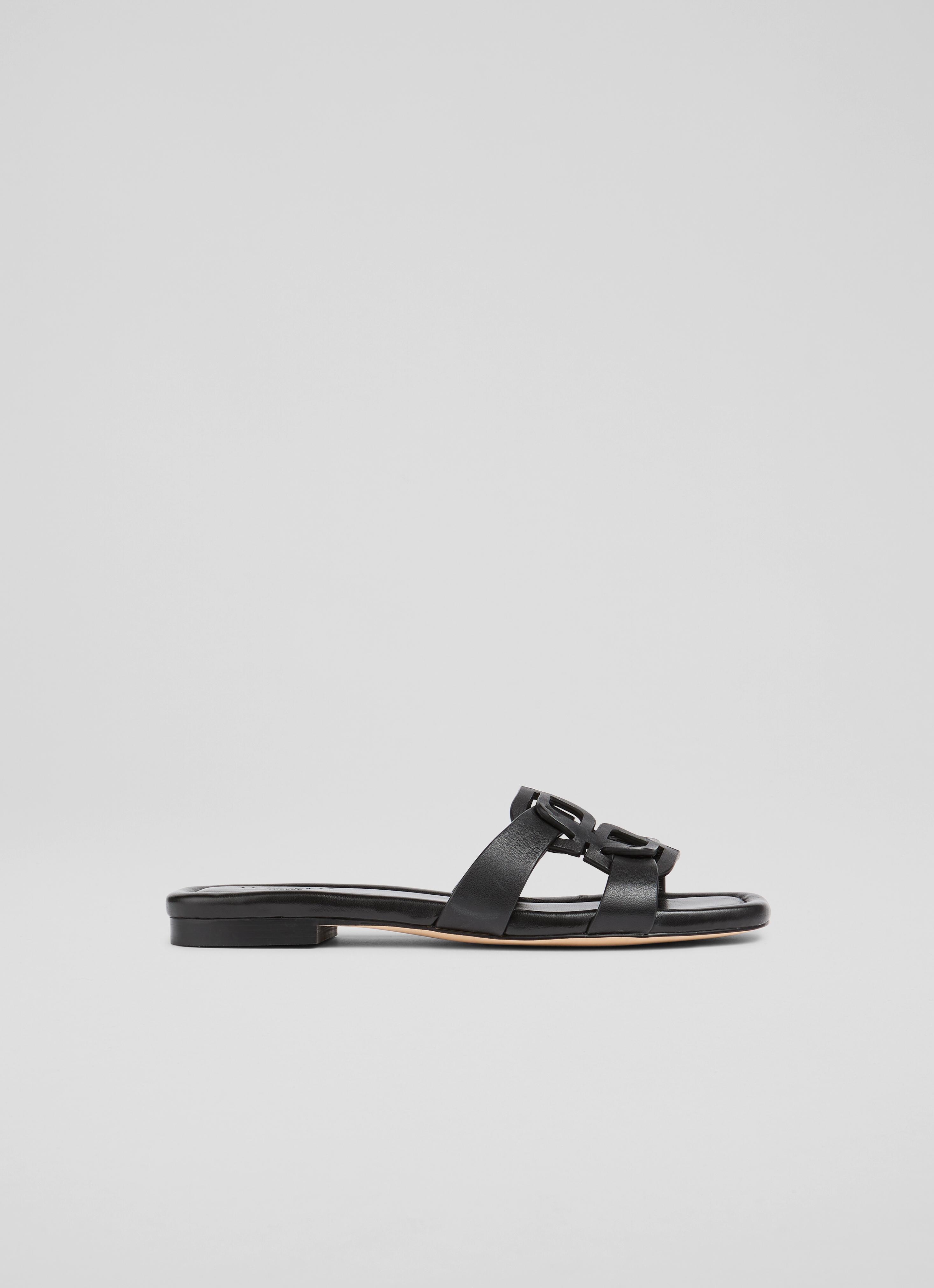 Casper Black Leather Flats