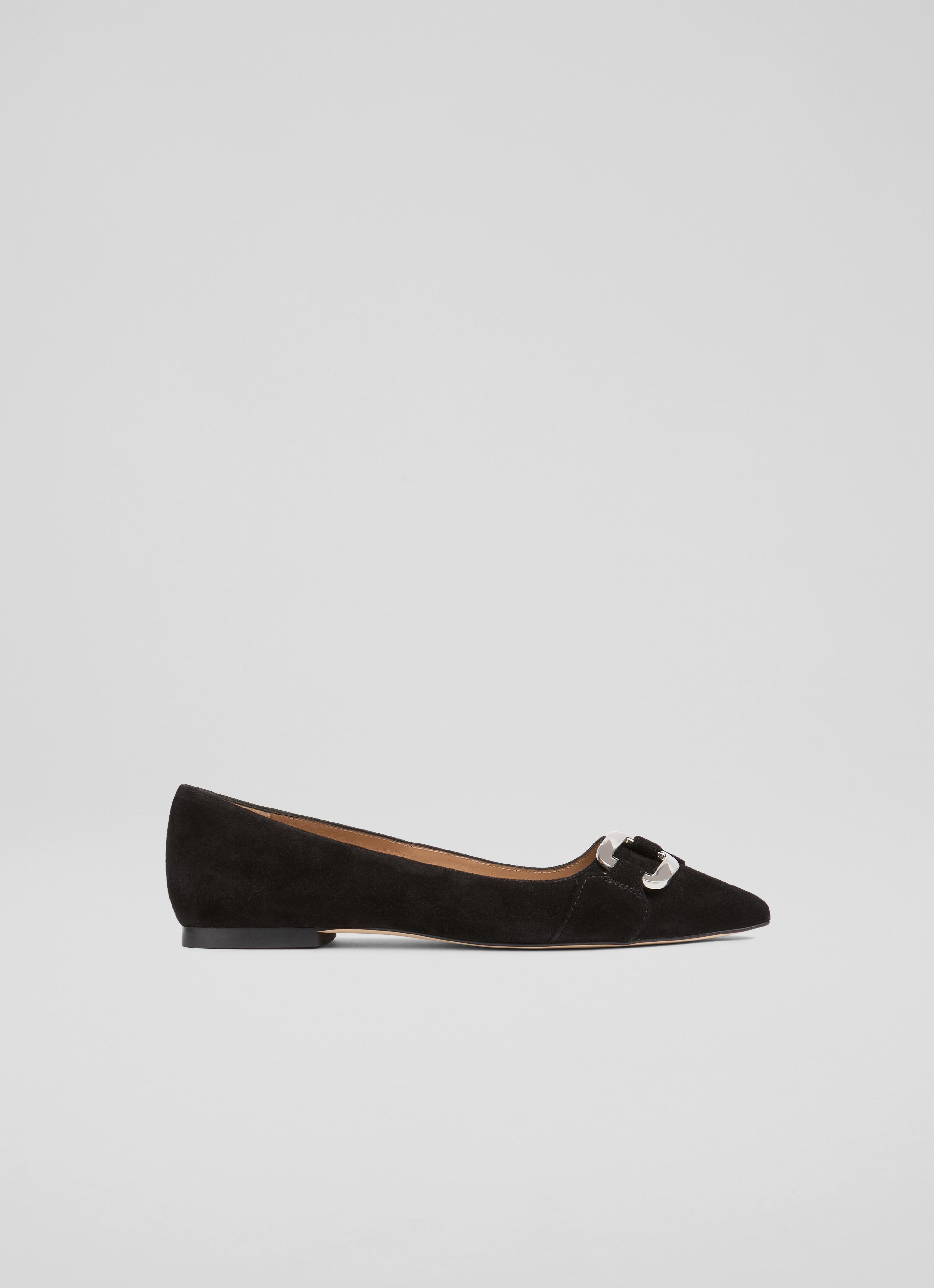 Ethel Black Suede Pointed  Flats