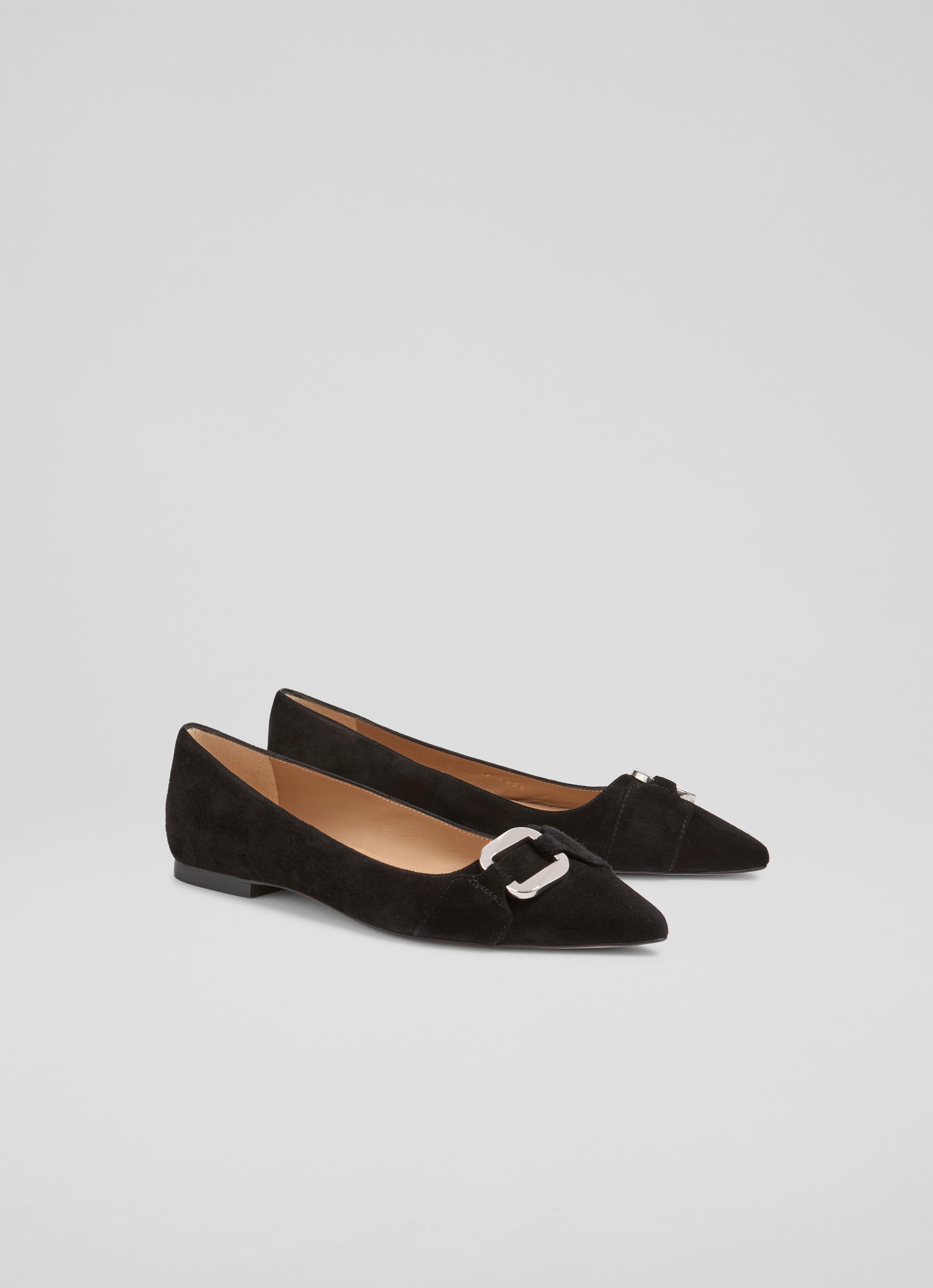 Ethel Black Suede Pointed  Flats