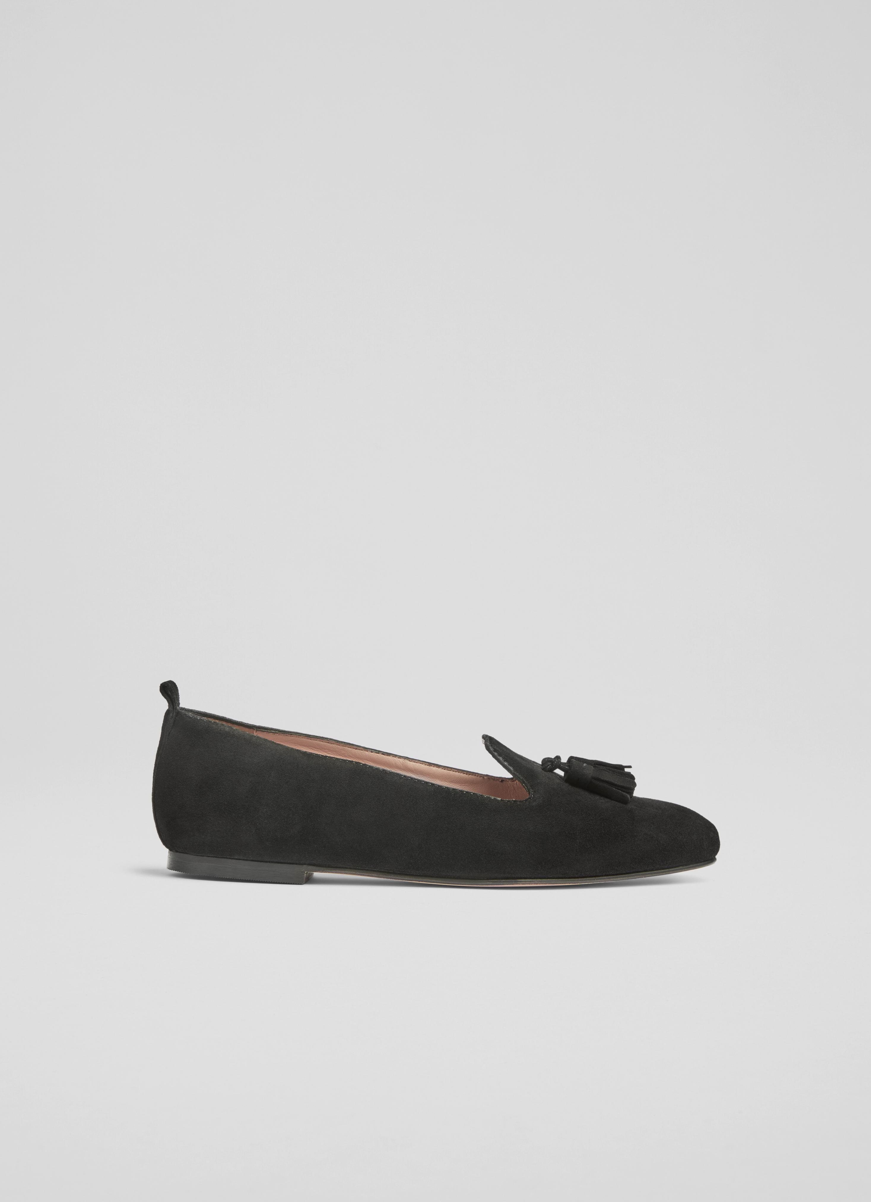 Jessie Black Suede Tassel Loafers